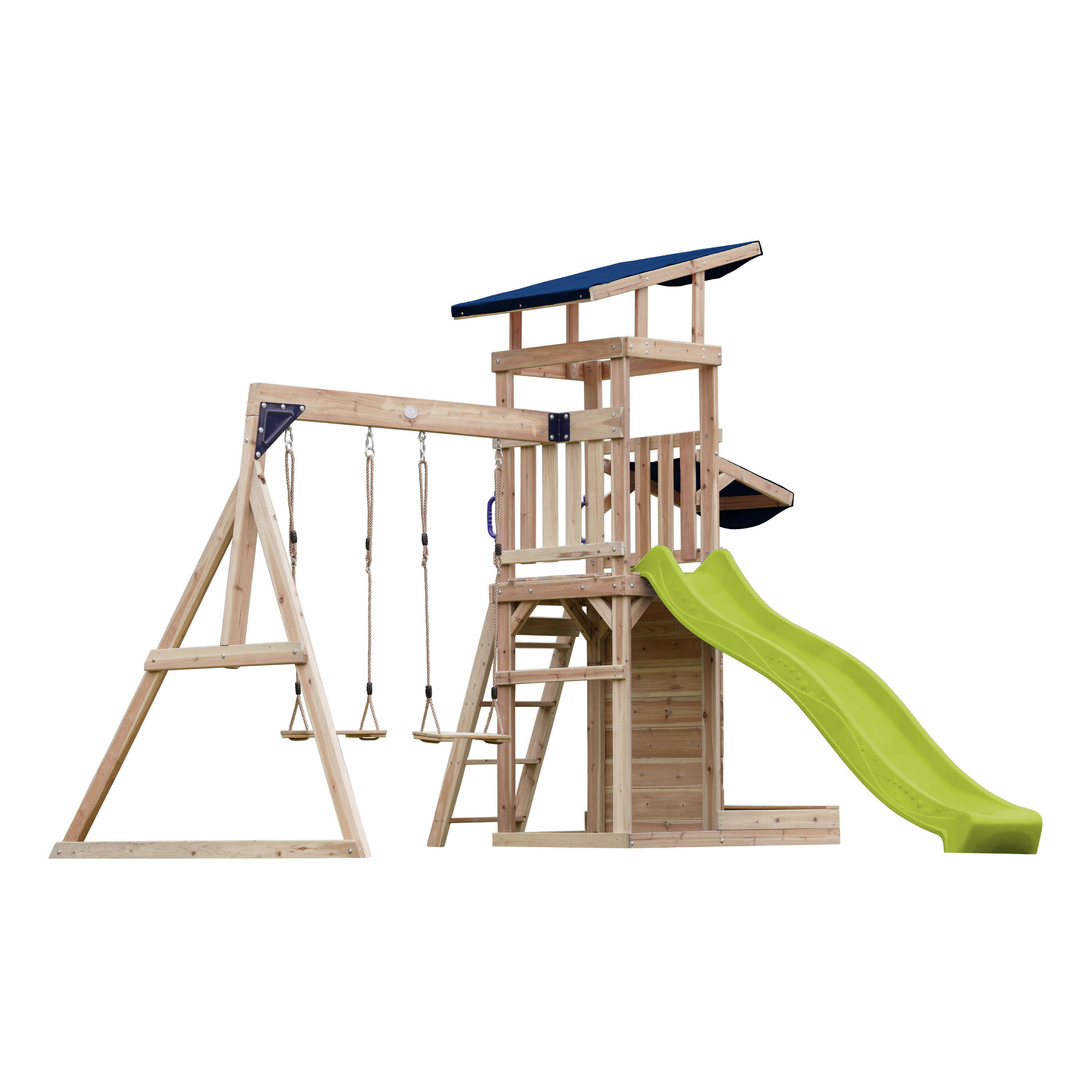 AXI Malik Climbing Frame with Double Swing Set - Lime Green Slide