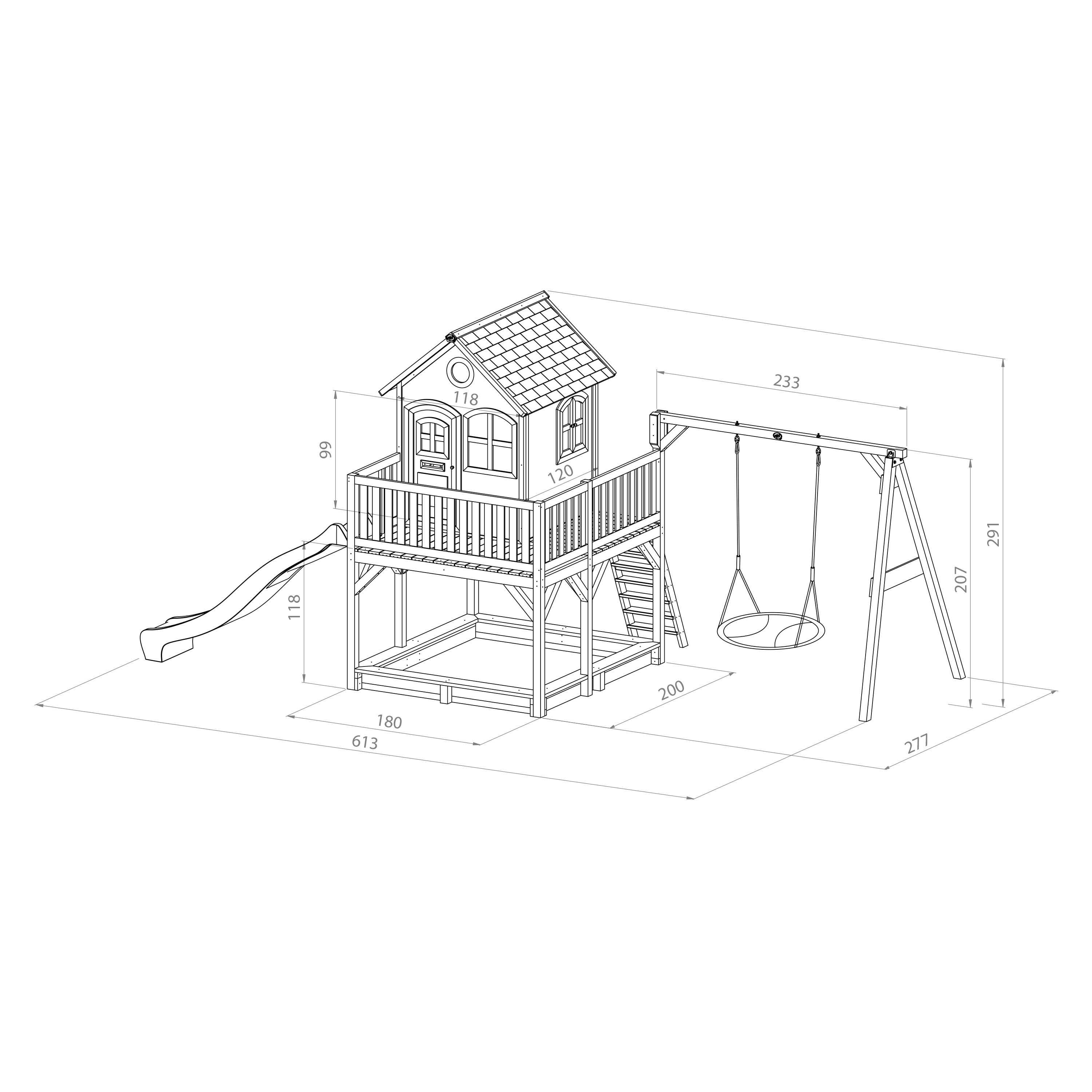 AXI Liam Playhouse with Summer Nest Swing Set Brown/White - Red Slide