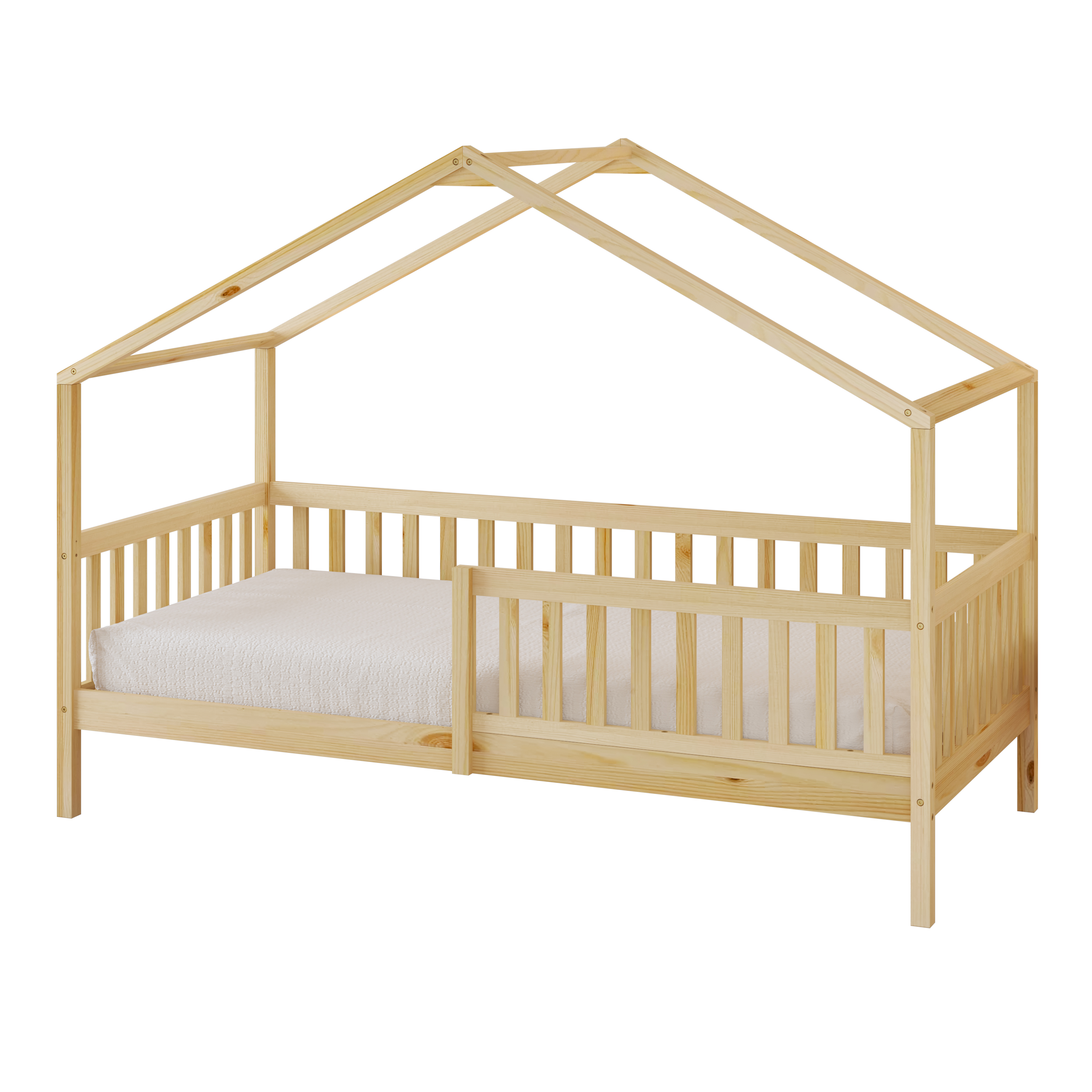 Sunny Kae House Bed with Guardrail Natural – Without Mattress