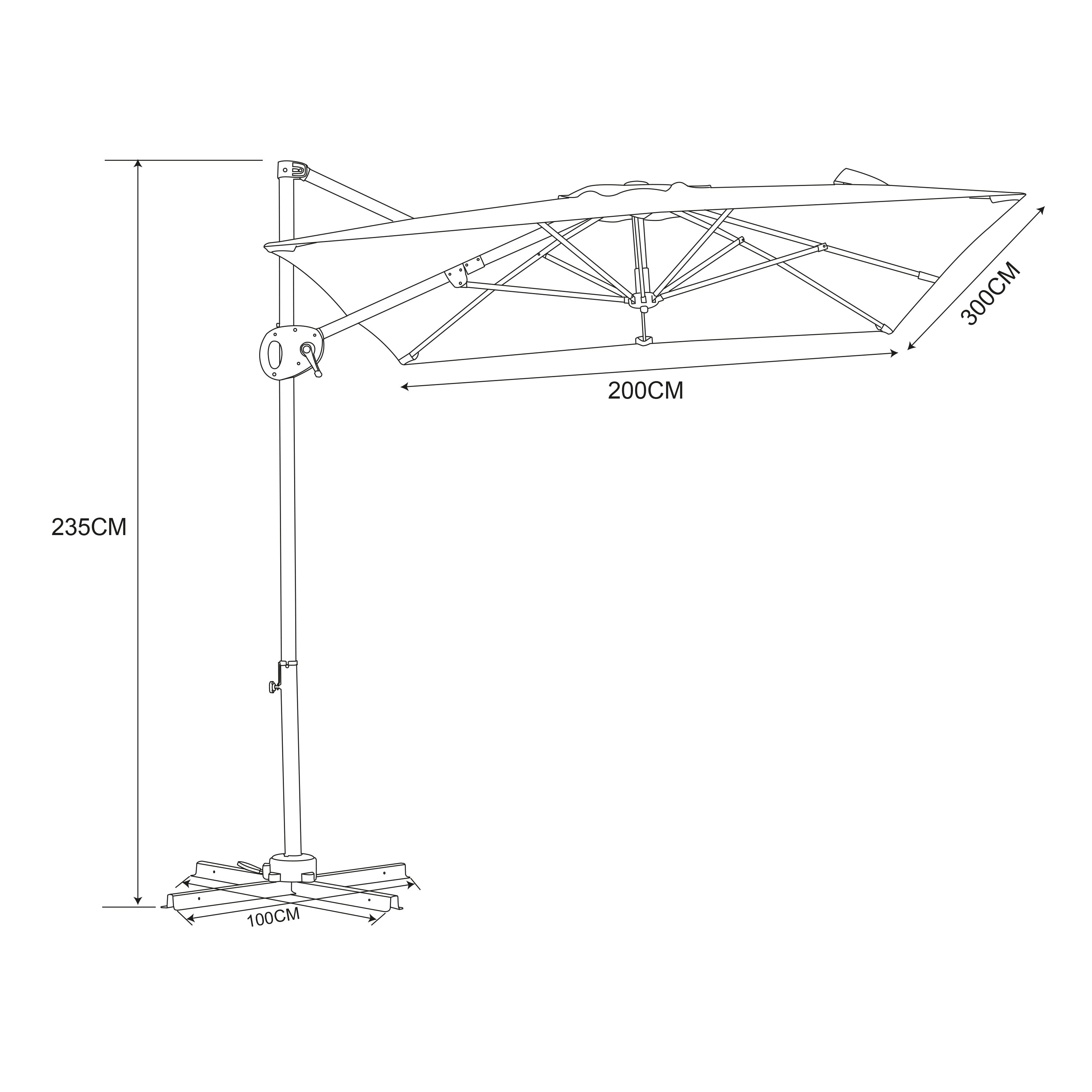 AXI Luma Cantilever Parasol 200x300 cm incl. fillable parasol base Anthracite/Beige – Complete Set