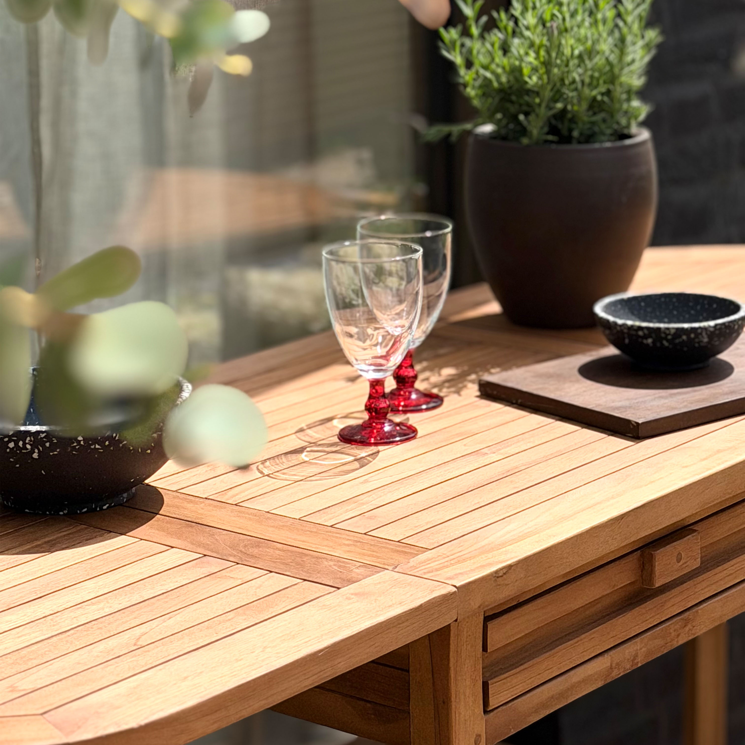 AXI Nomani Foldable Teak Low Bar Set with 2 stools
