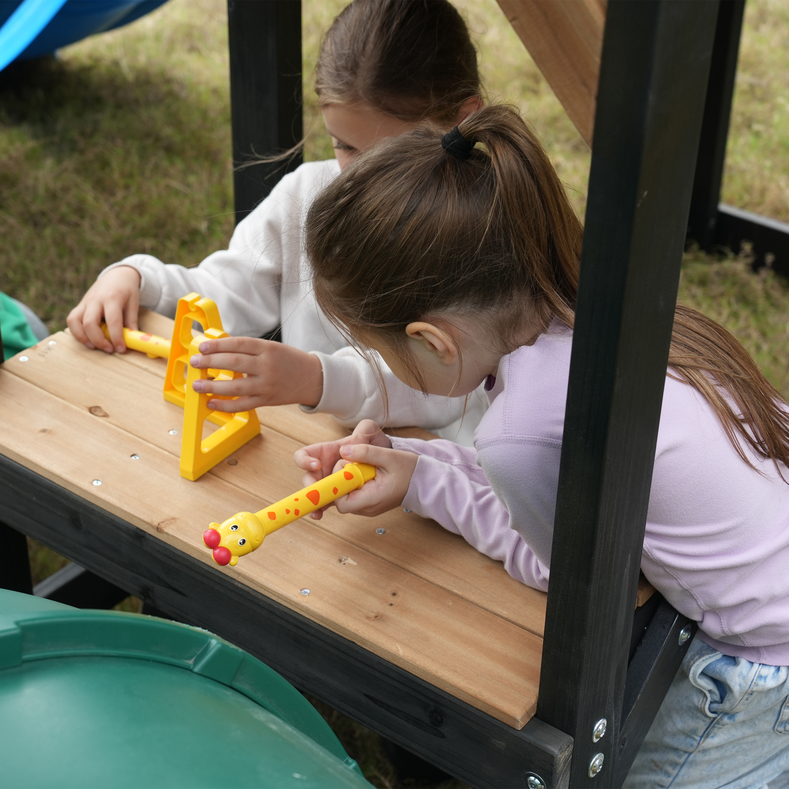 AXI Cody Climbing Frame with Swings, Trapeze and Climbing Wall – Lime Green Double Slide and Tube Slide