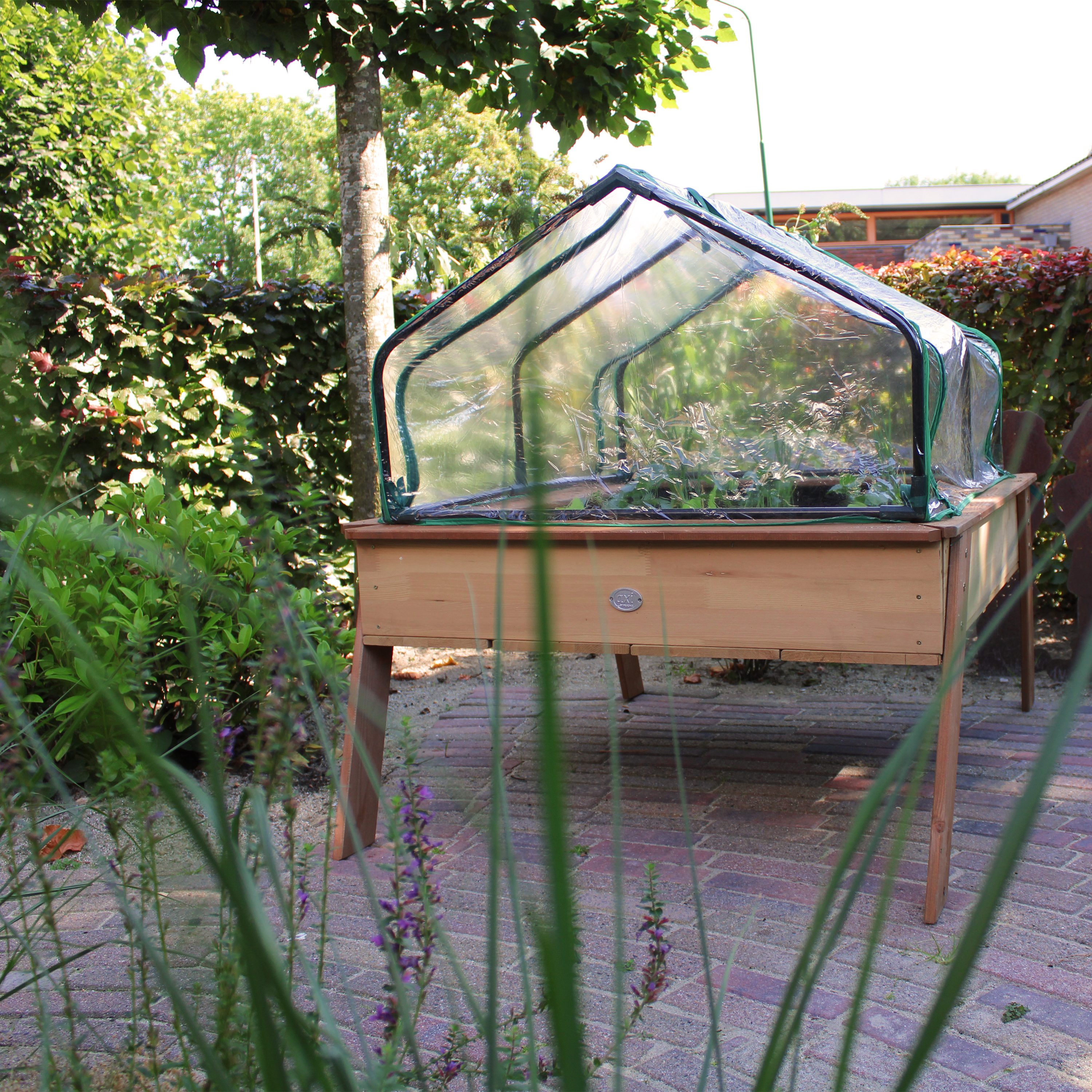 AXI Linda Gardening Table with Greenhouse - Brown