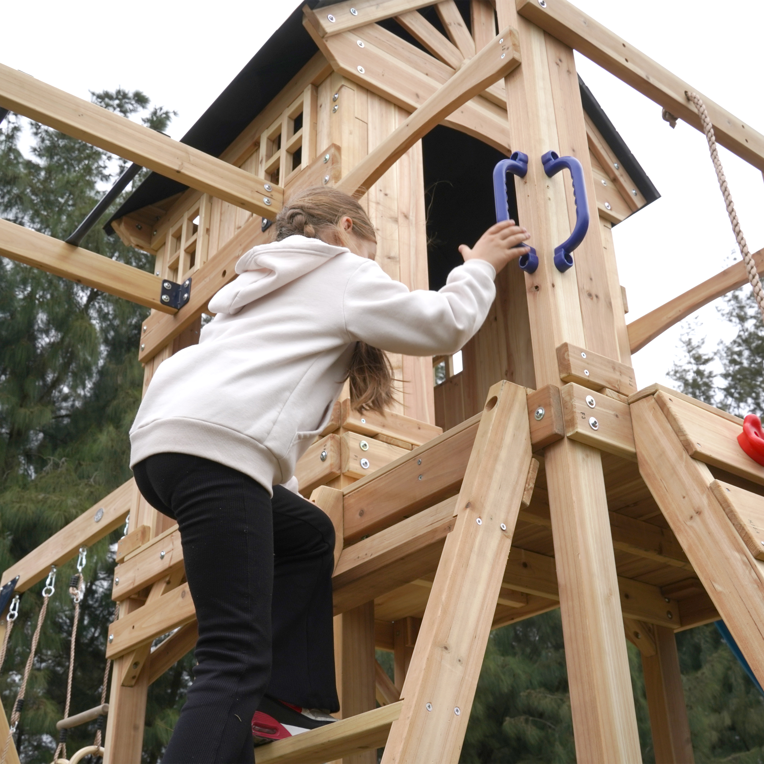 AXI Duncan Climbing Frame with Swings. Climbing Frames and Monkey Bars – Cream Slide