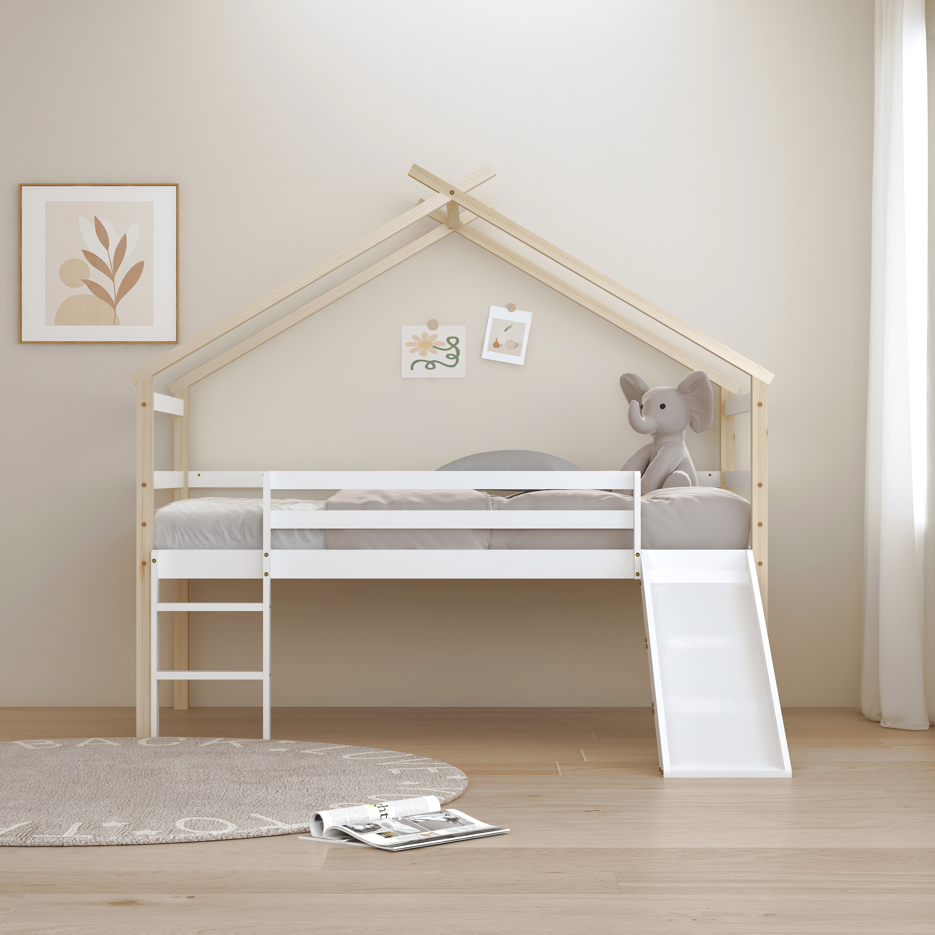 Sunny River Mid Sleeper with Slide Brown/White – Without Mattress
