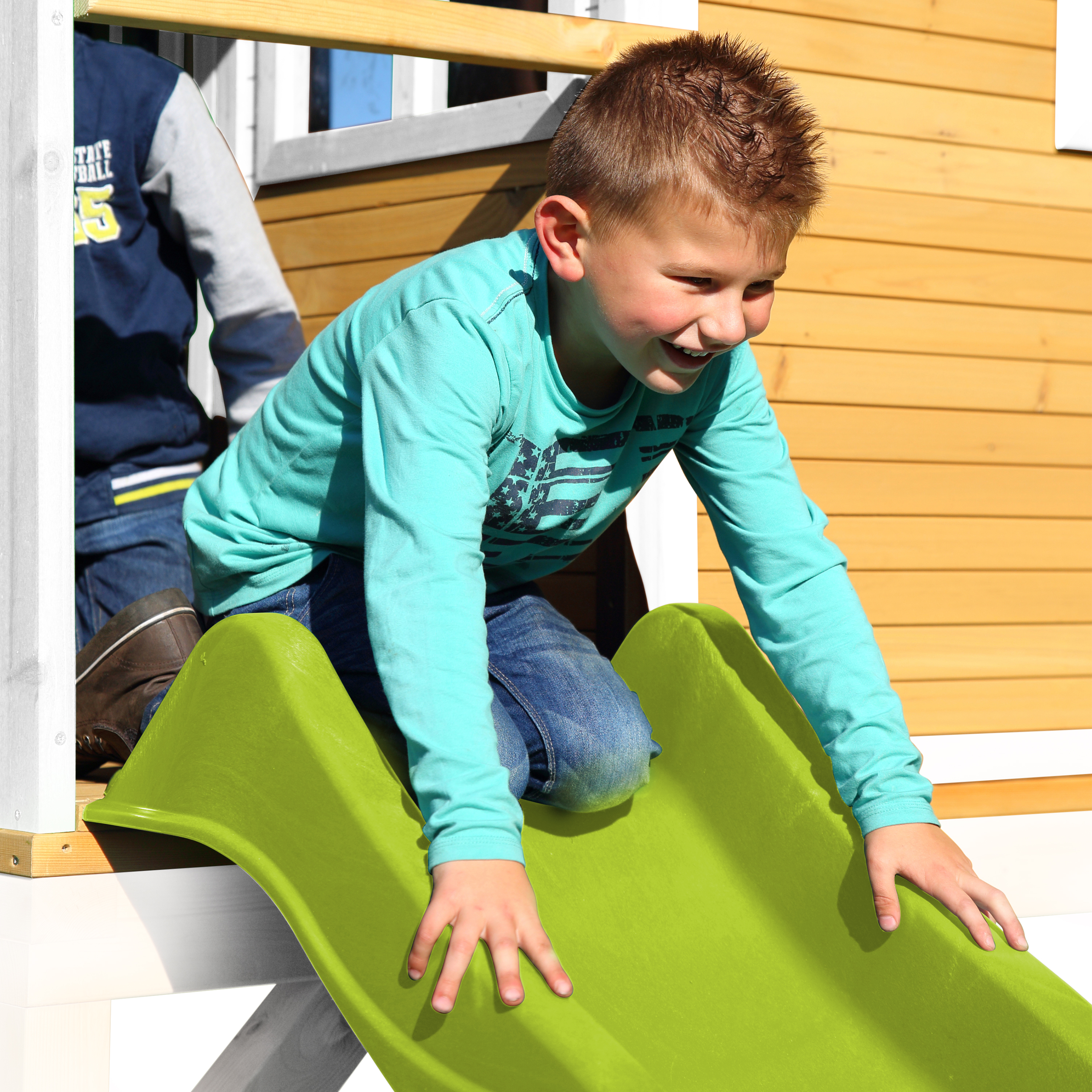 AXI Romy Playhouse Brown/White - Lime Green Slide