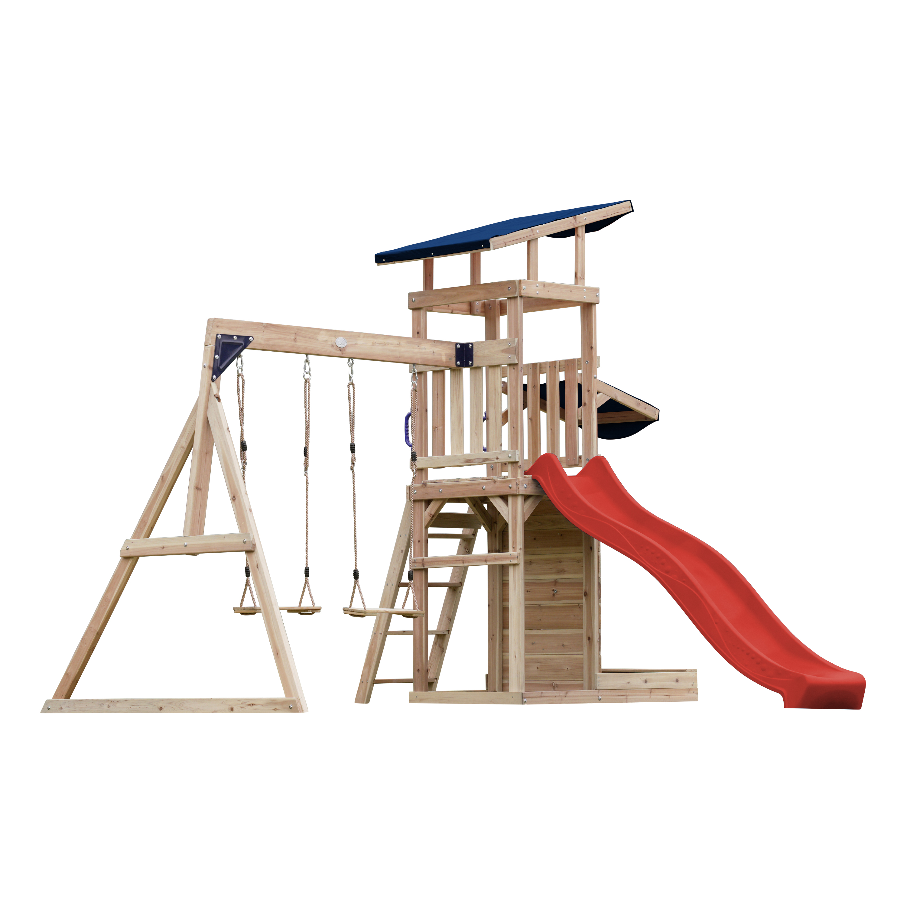 AXI Malik Climbing Frame with Double Swing Set - Red Slide