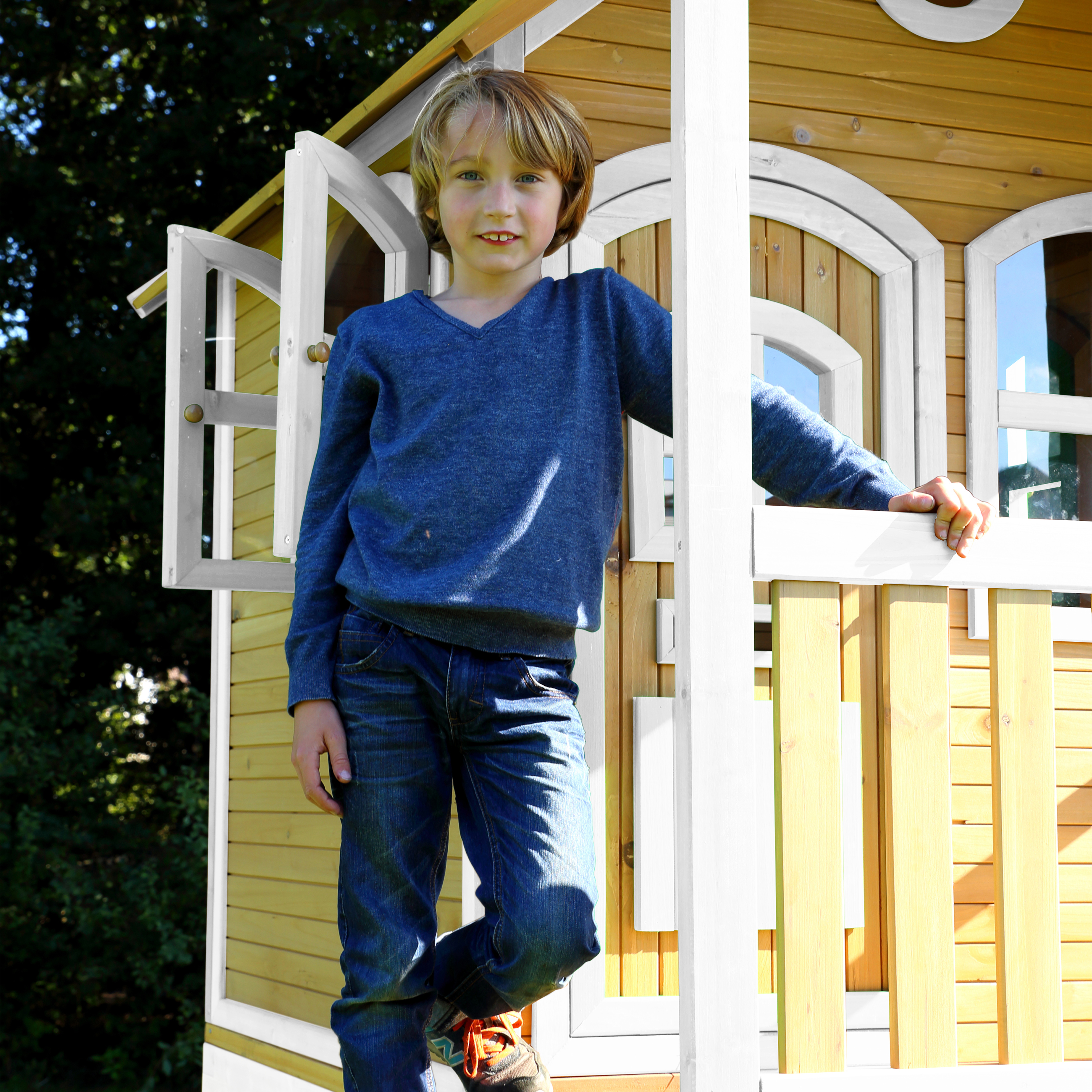 AXI Romy Playhouse Brown/White - Blue Slide