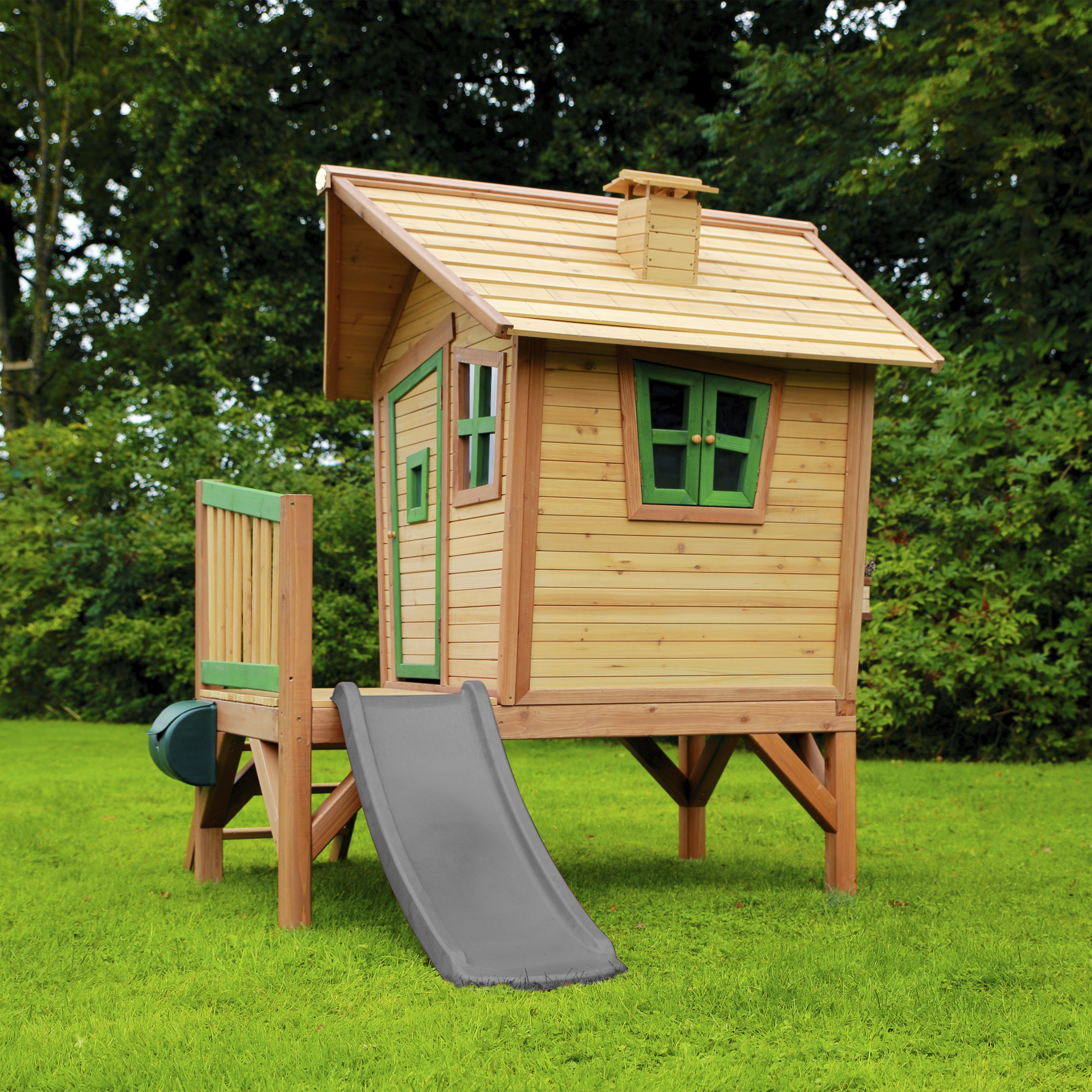 AXI Robin Playhouse Brown/Green - Grey Slide