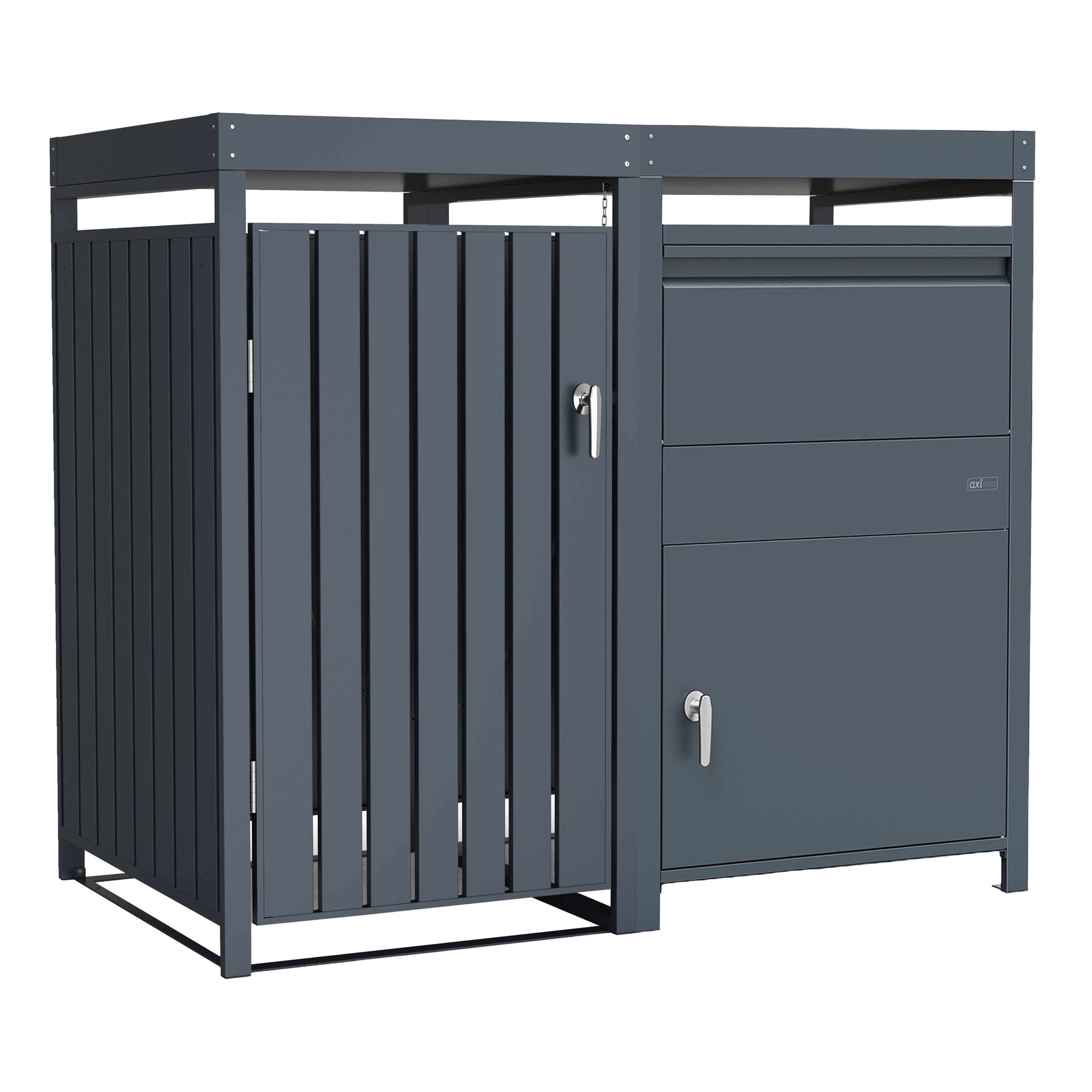 AXI Leon Bin Storage with Louis Parcel Postbox Anthracite – 1 Garbage Bin