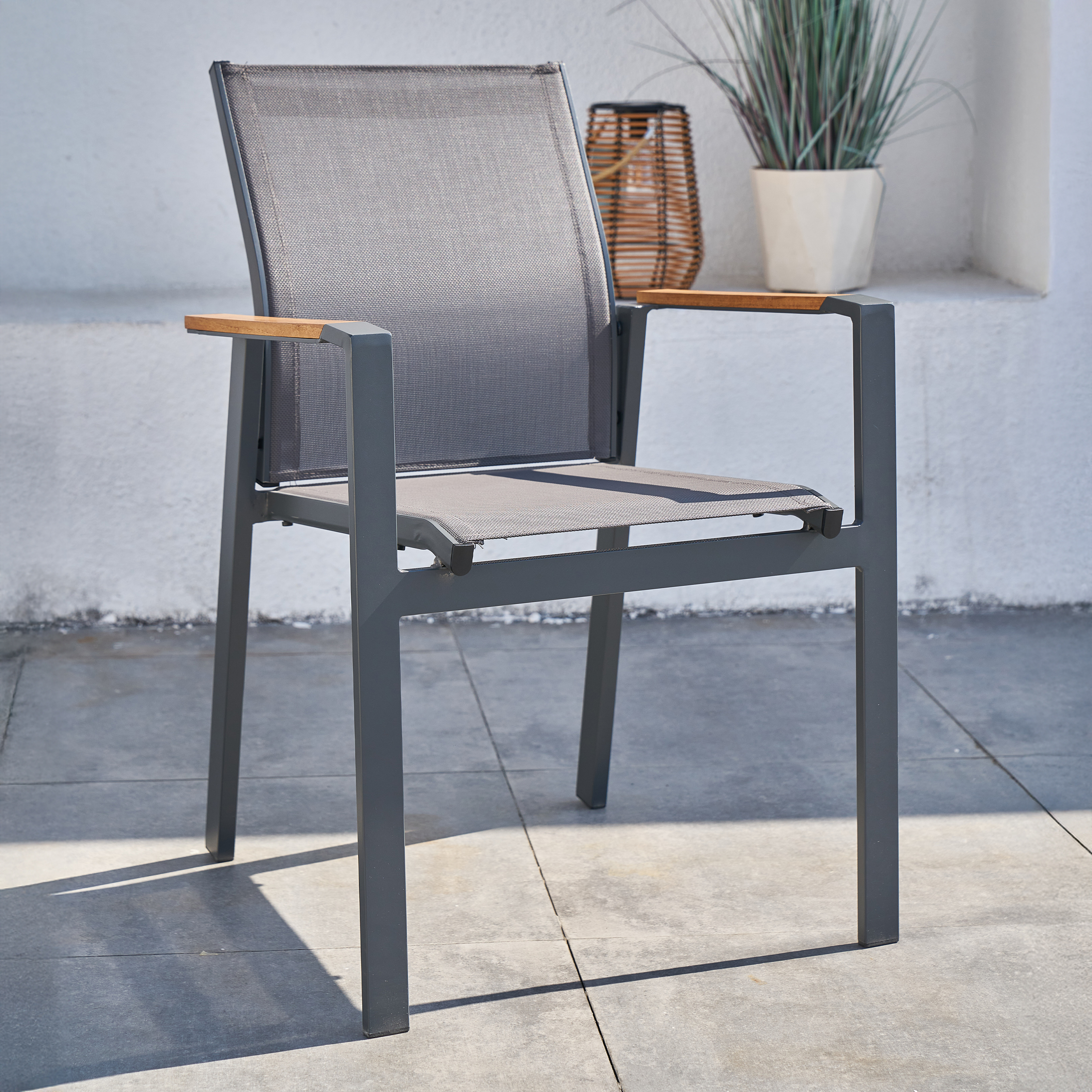AXI Alva Aluminium Chairs Antracite/Teak – Set 4 pieces