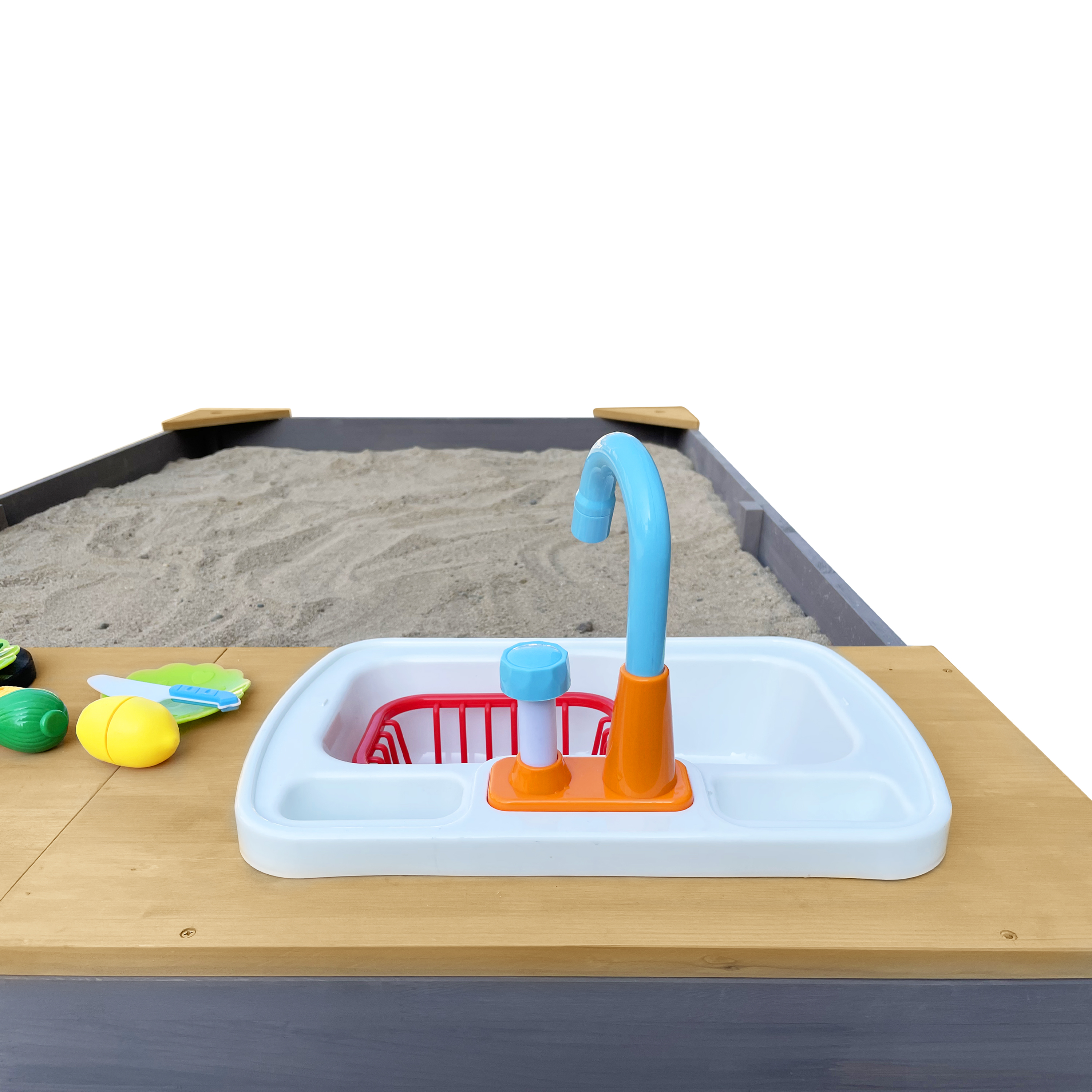 AXI Kelly Sandbox with Play Kitchen - 180 x 115 cm - Grey/brown