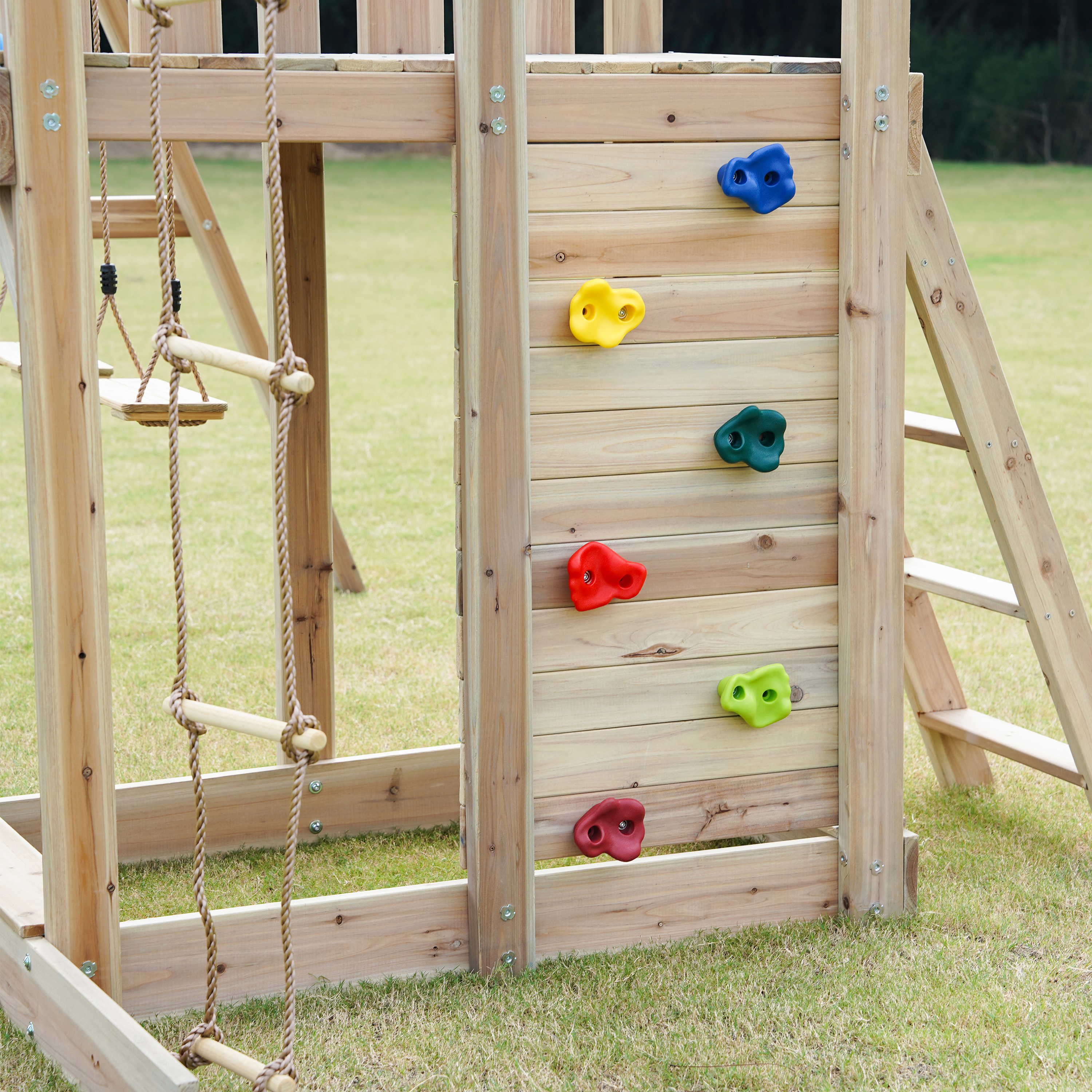 AXI Moos Climbing Frame with Double Swing Set - Grey Slide