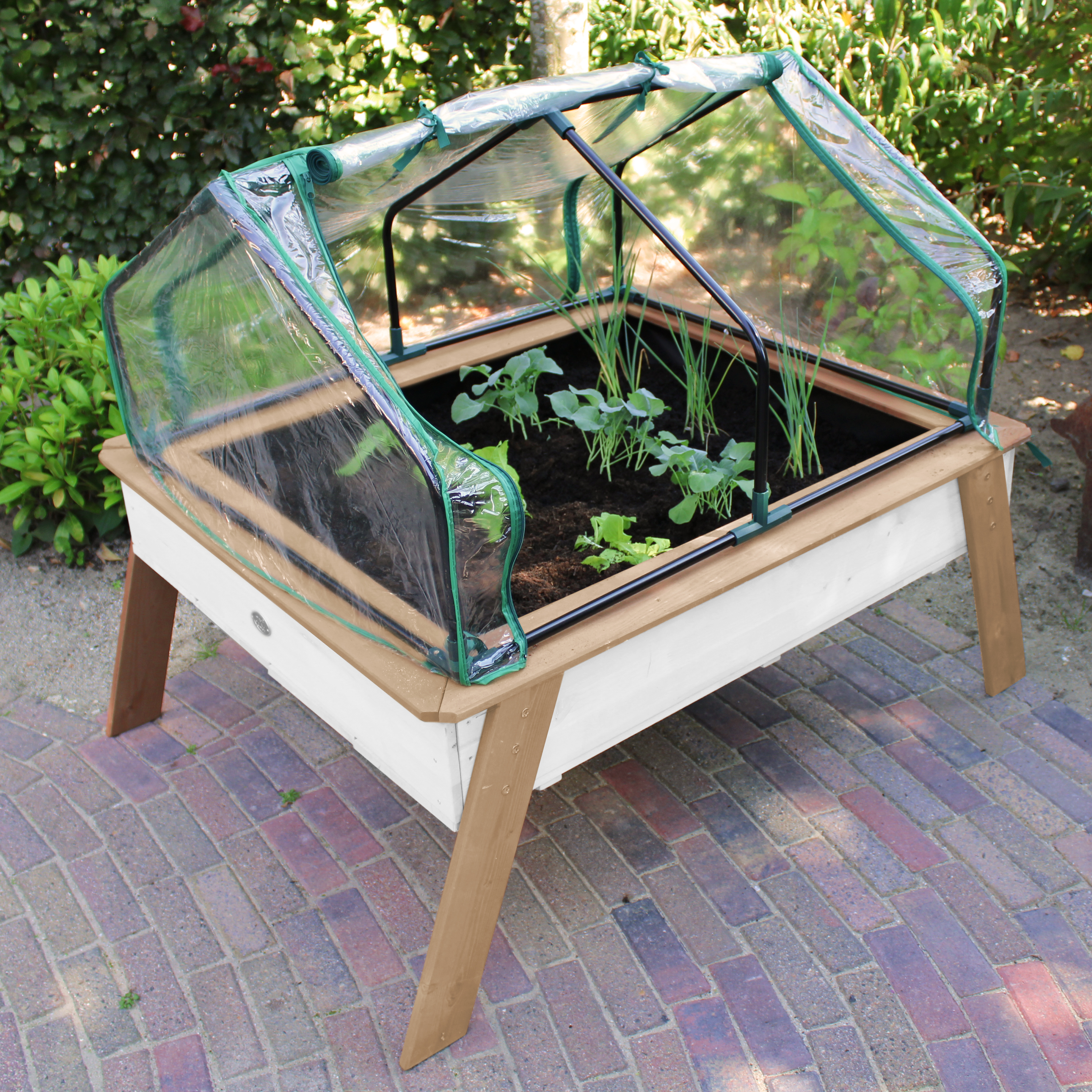 AXI Linda Gardening Table with Greenhouse - Brown/White