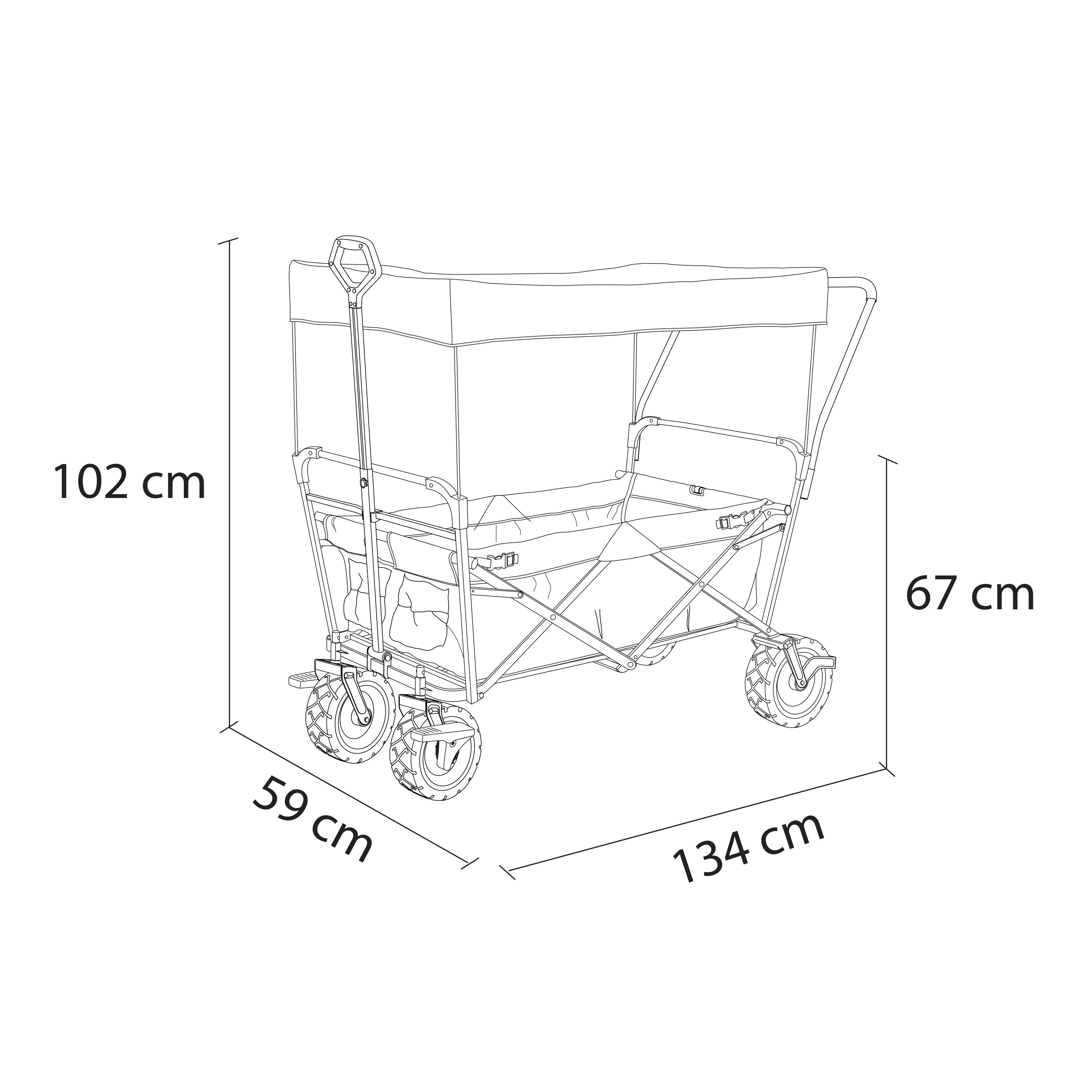 AXI AB210 Foldable Beach Wagon with roof, bag, brake, and handlebar - Blue