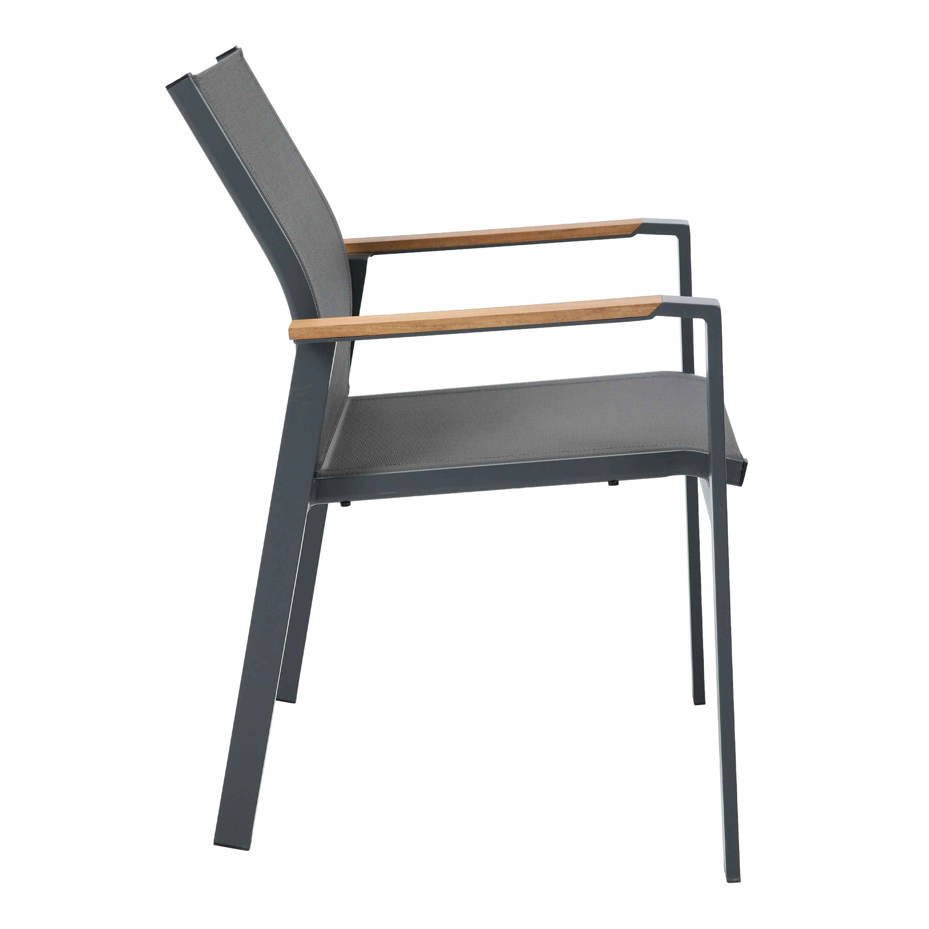 AXI Alva Aluminium Chairs Antracite/Teak – Set 4 pieces
