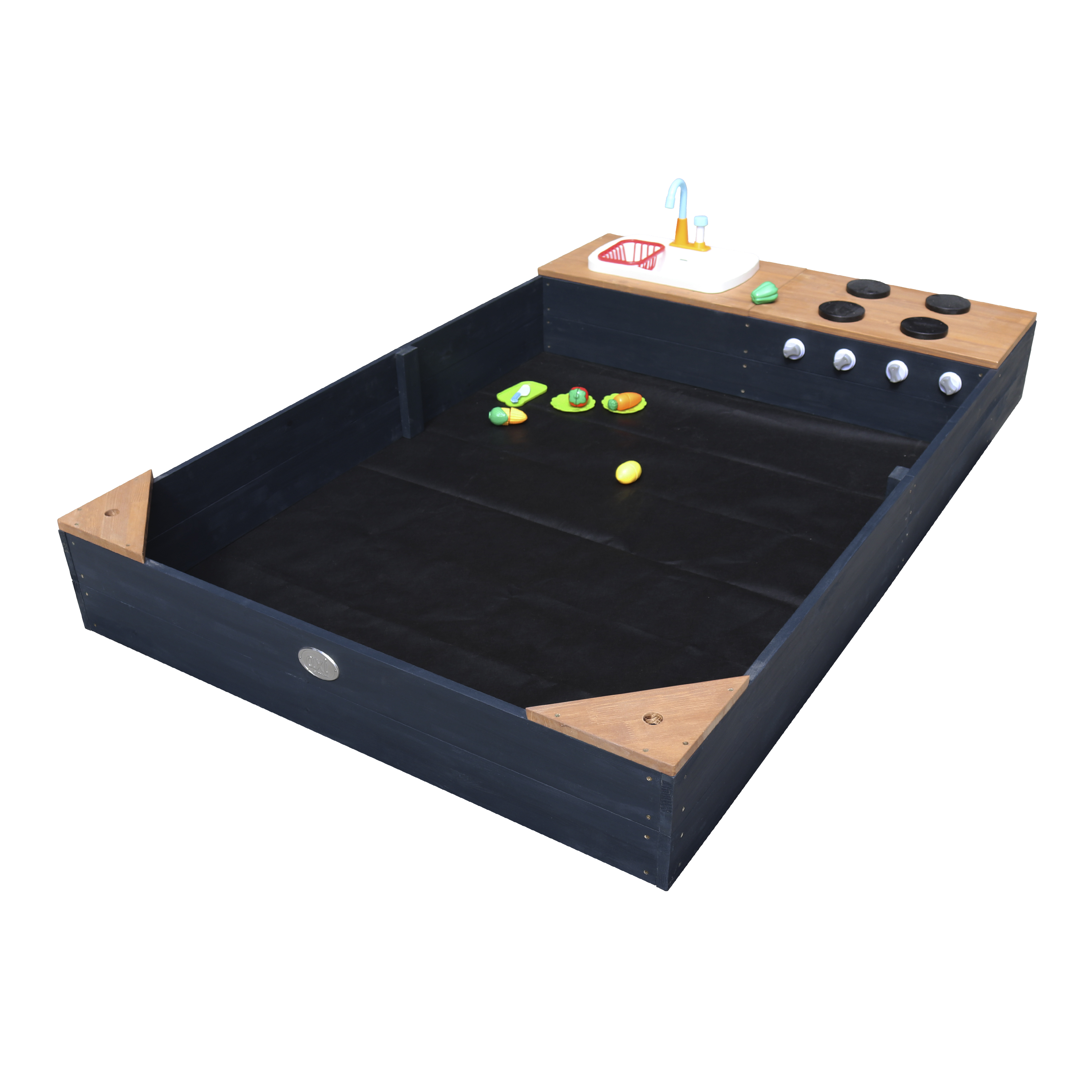 AXI Kelly Sandbox with Play Kitchen - 180 x 115 cm - Anthracite/Brown