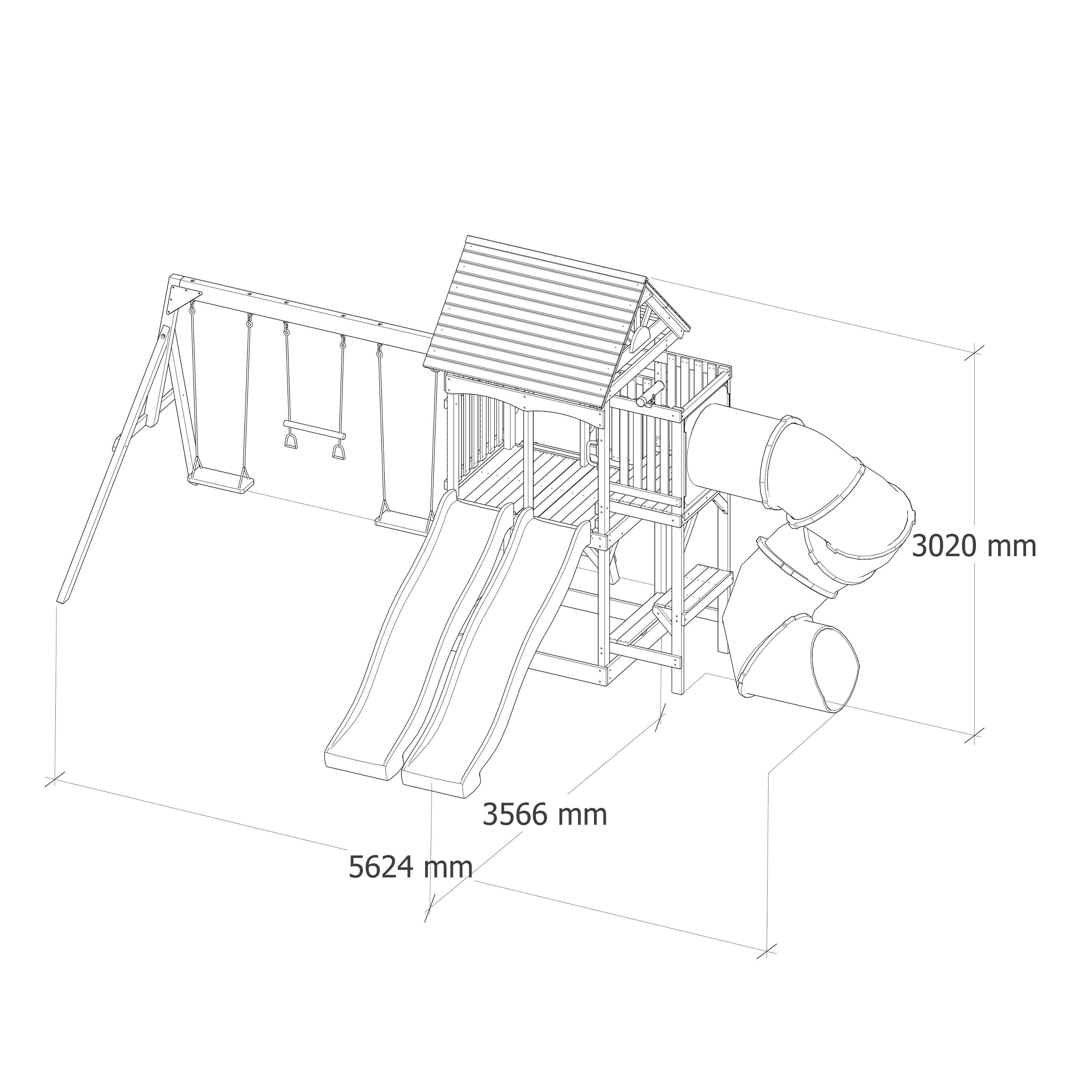 AXI Cody Climbing Frame with Swings. Trapeze and Climbing Wall – Pastel Blue Double Slide and Tube Slide