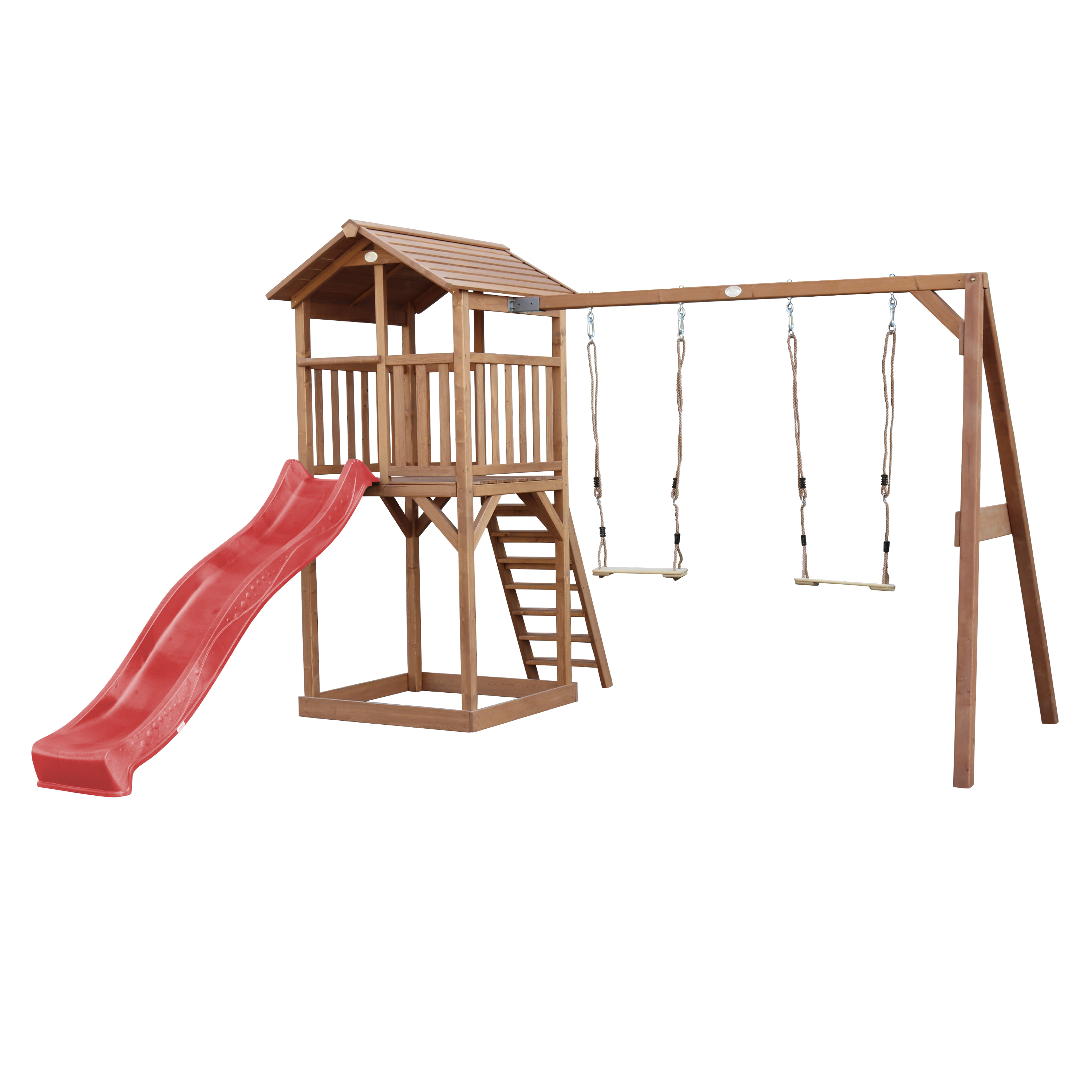 AXI Beach Tower with Double Swing Set Brown - Red Slide
