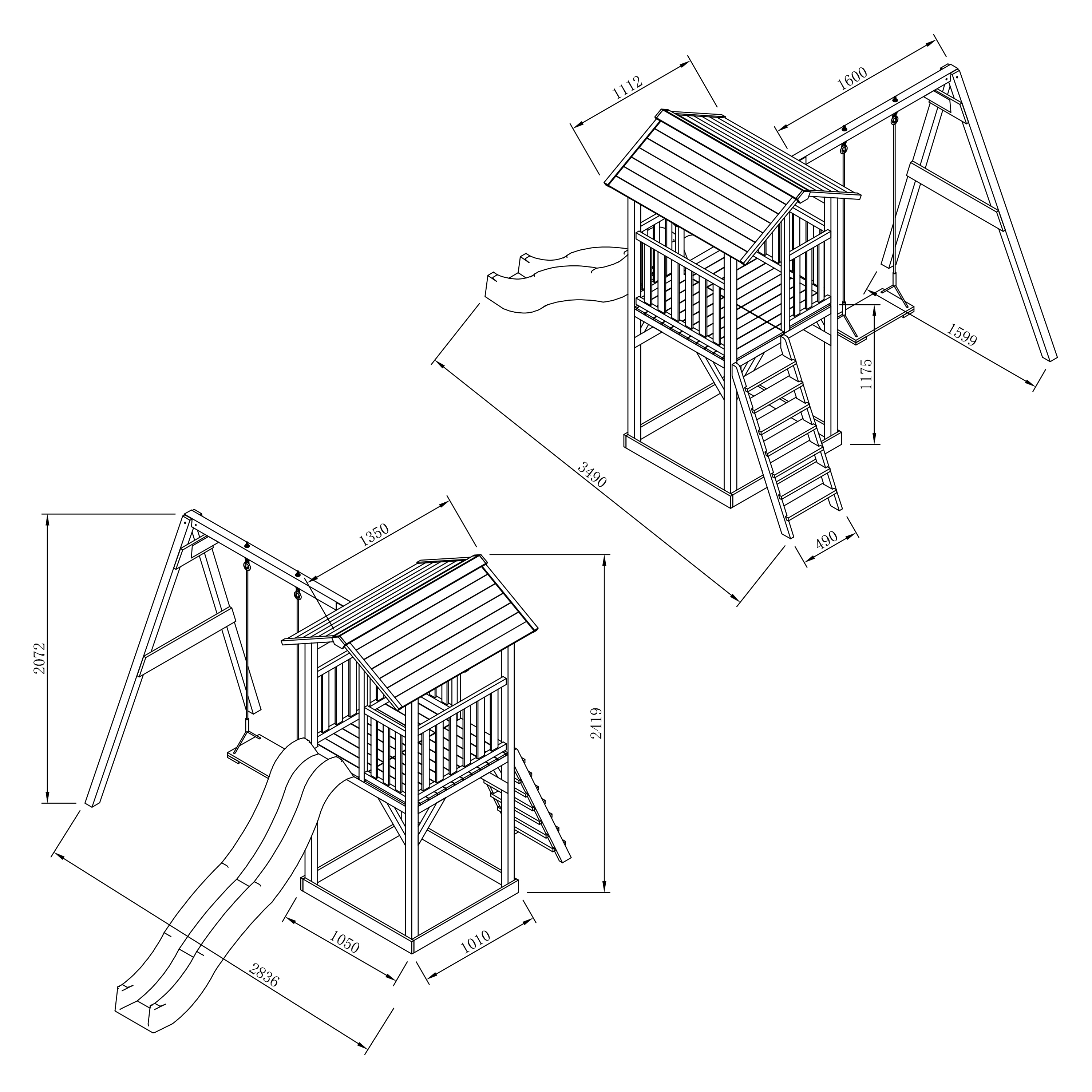 AXI Beach Tower with Single Swing Set Grey/White - Purple Slide