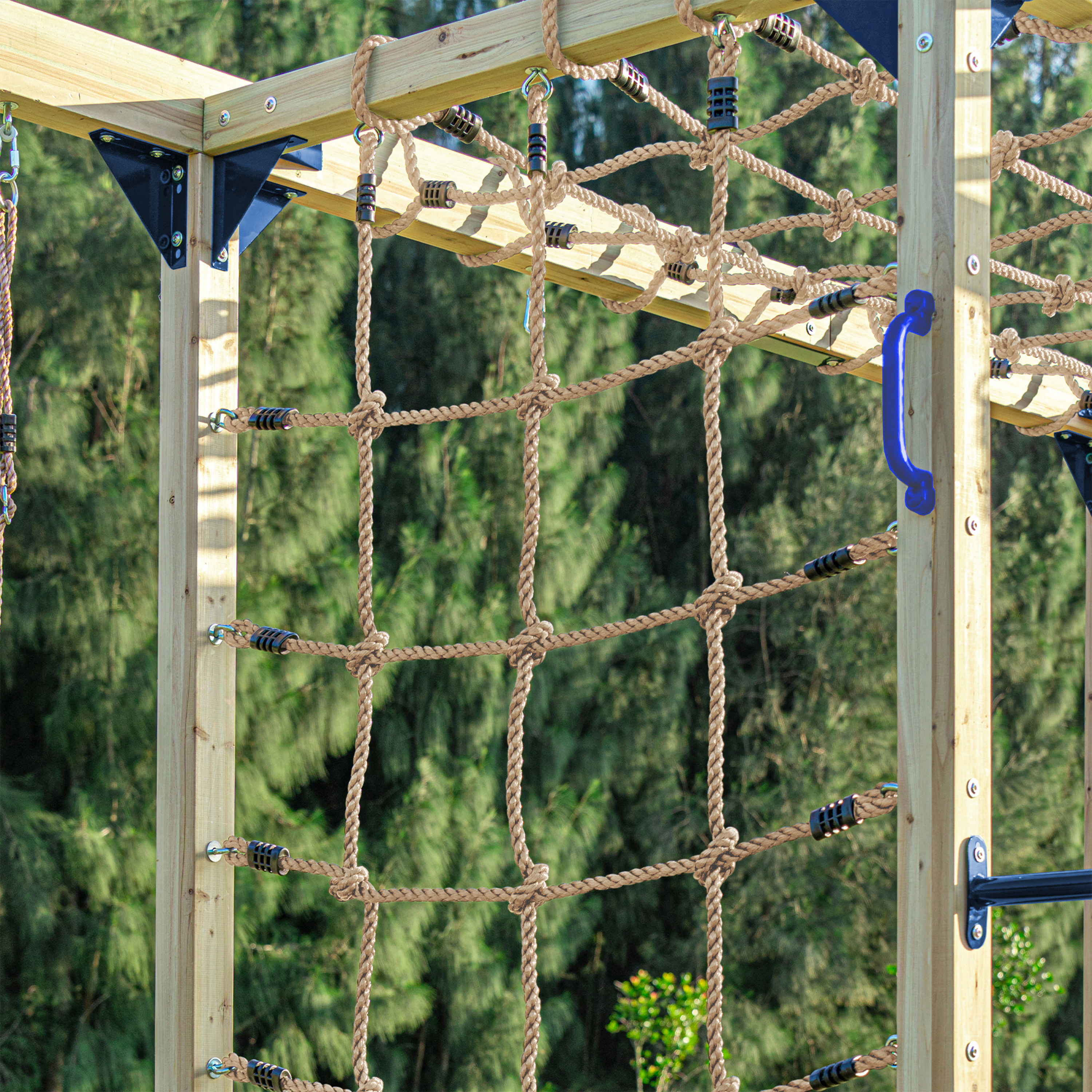 AXI Boris Wooden Playcentre with Swings. Trapeze. Climbing Nets and Monkey Bars – Green Slide