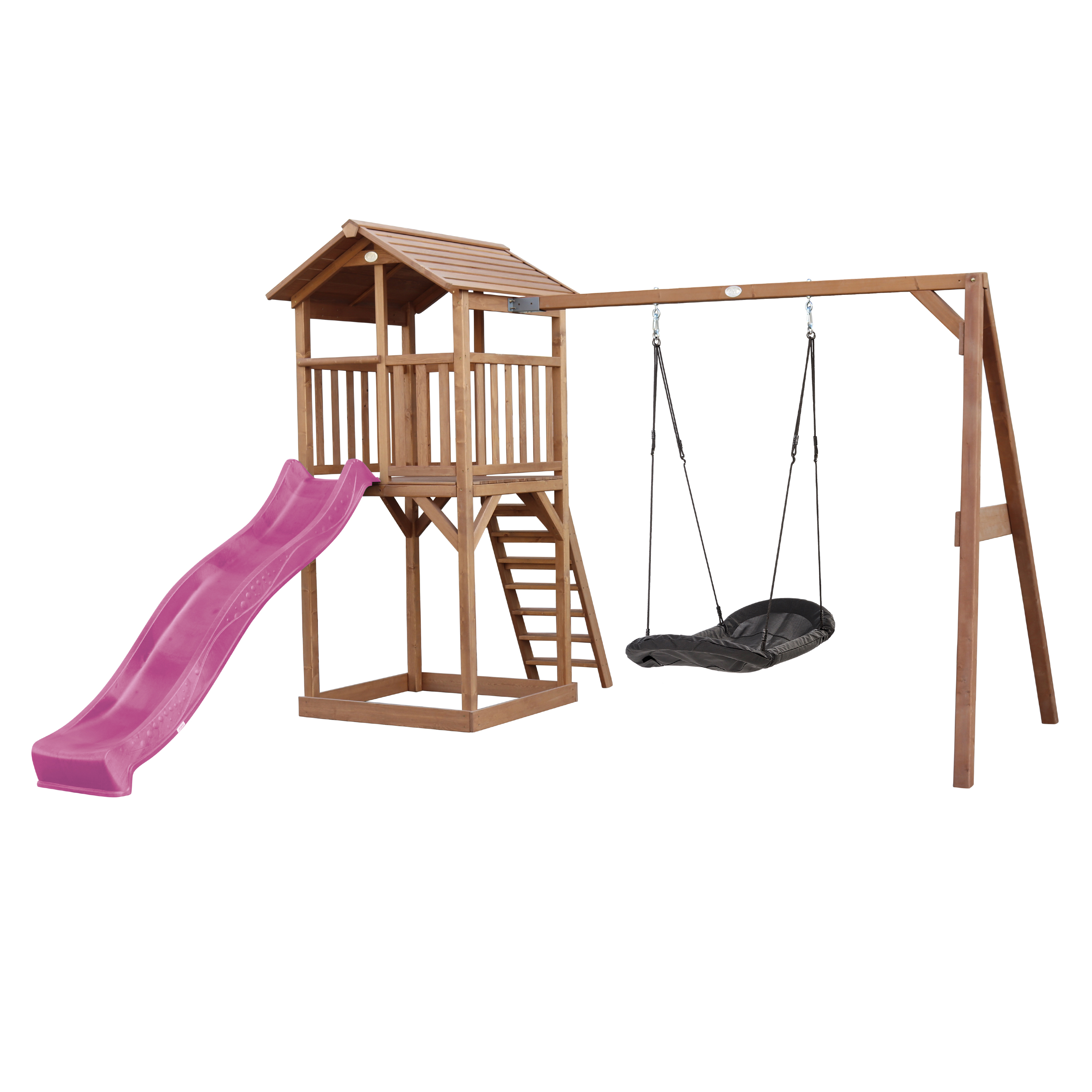 AXI Beach Tower with Roxy Nest Swing Set Brown - Purple Slide
