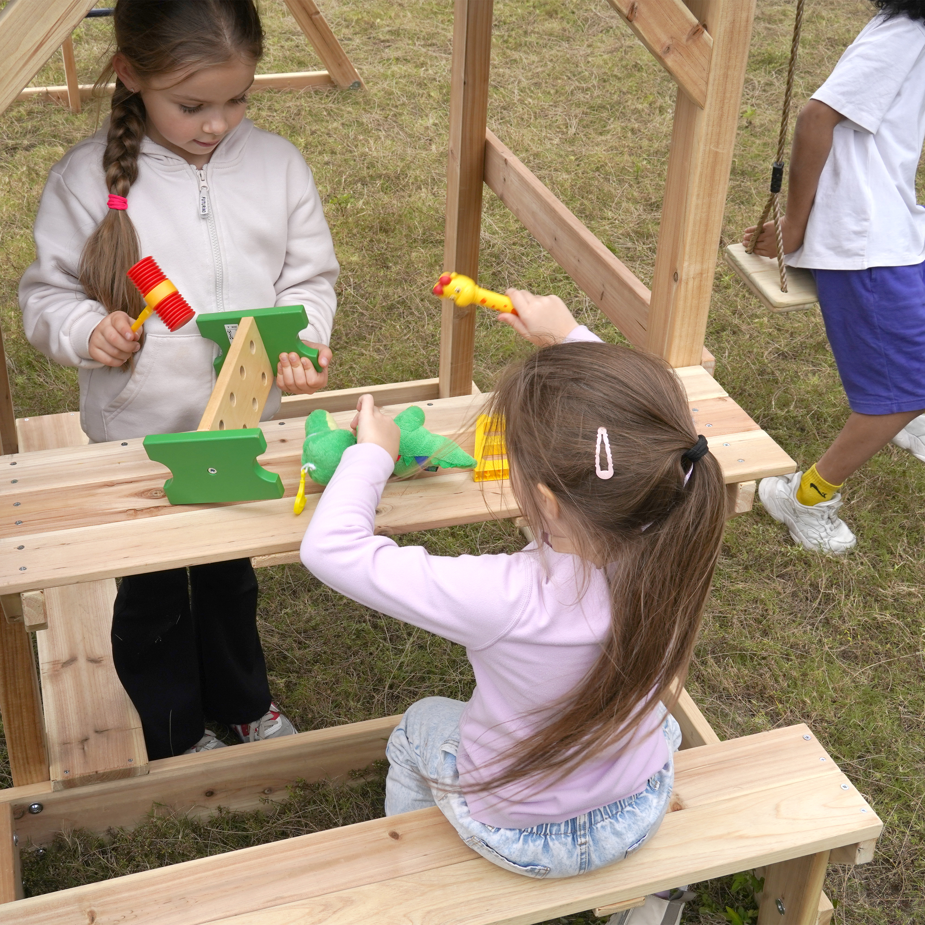 AXI Duncan Climbing Frame with Swings. Climbing Frames and Monkey Bars – Cream Slide