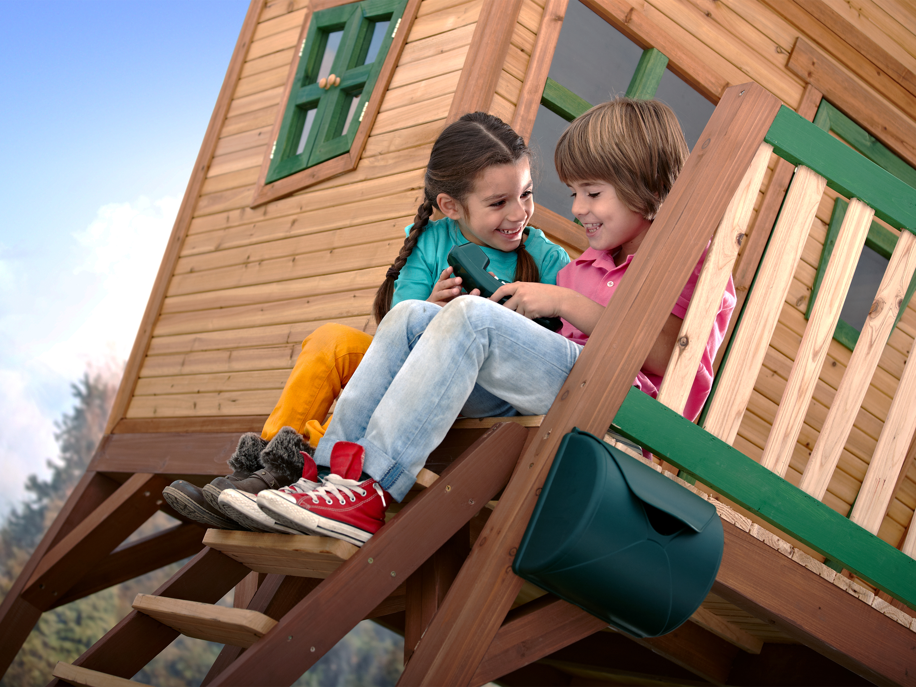 AXI Max Playhouse Brown/Green - Green Slide