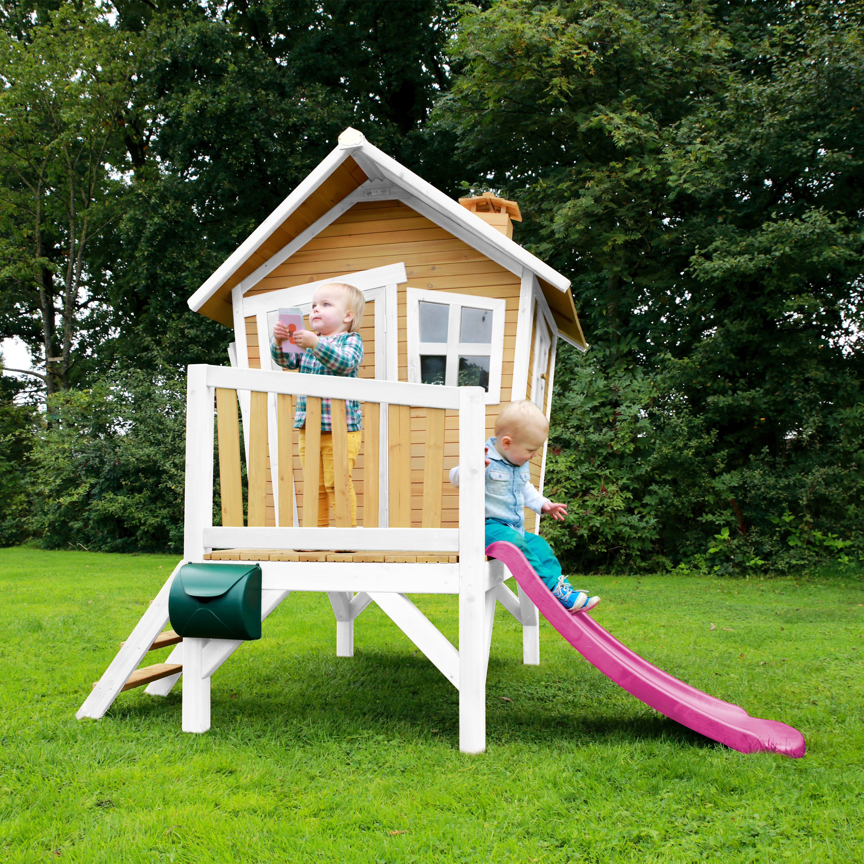 AXI Robin Playhouse Brown/White - Purple Slide