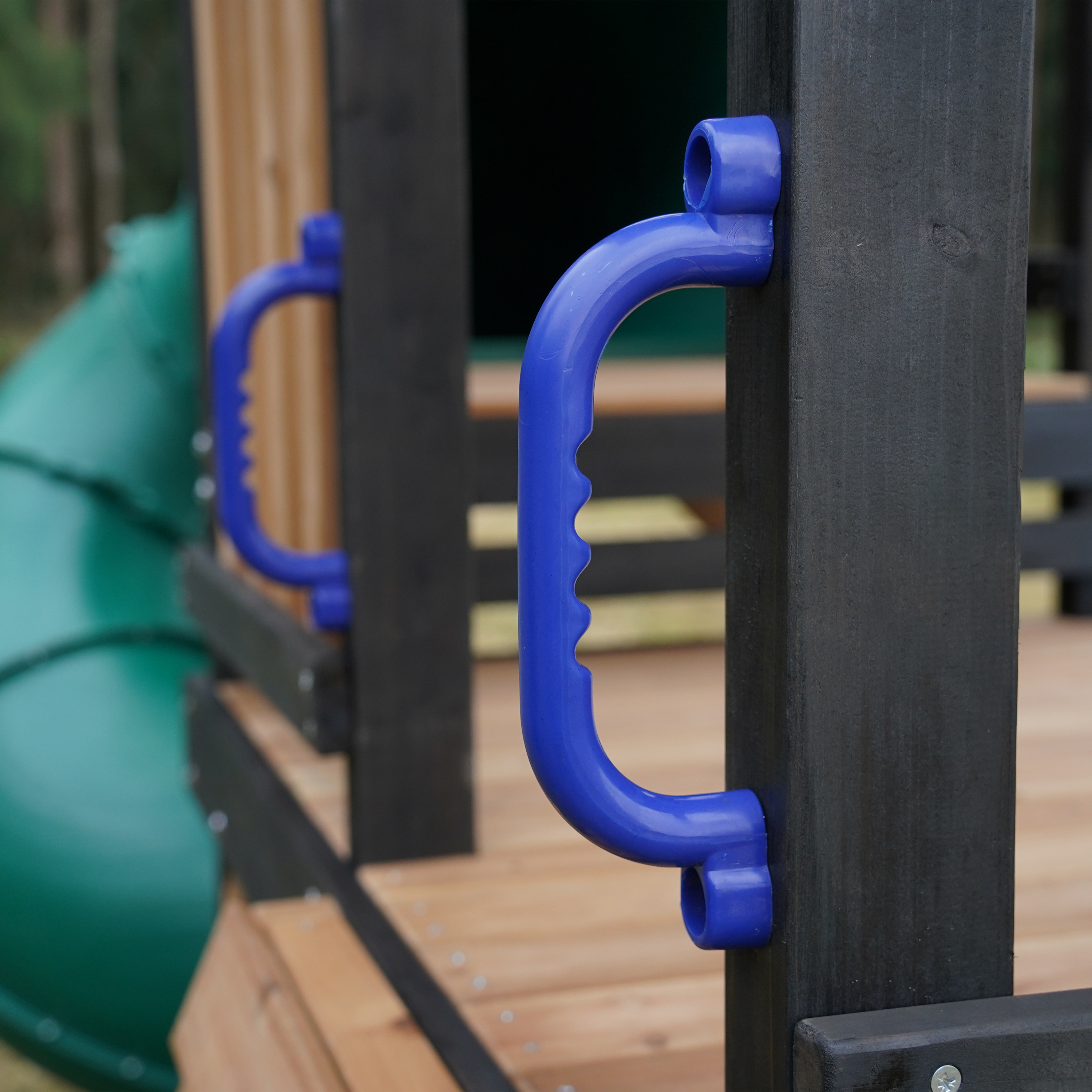 AXI Cody Climbing Frame with Swings. Trapeze and Climbing Wall – Blue Double Slide and Tube Slide