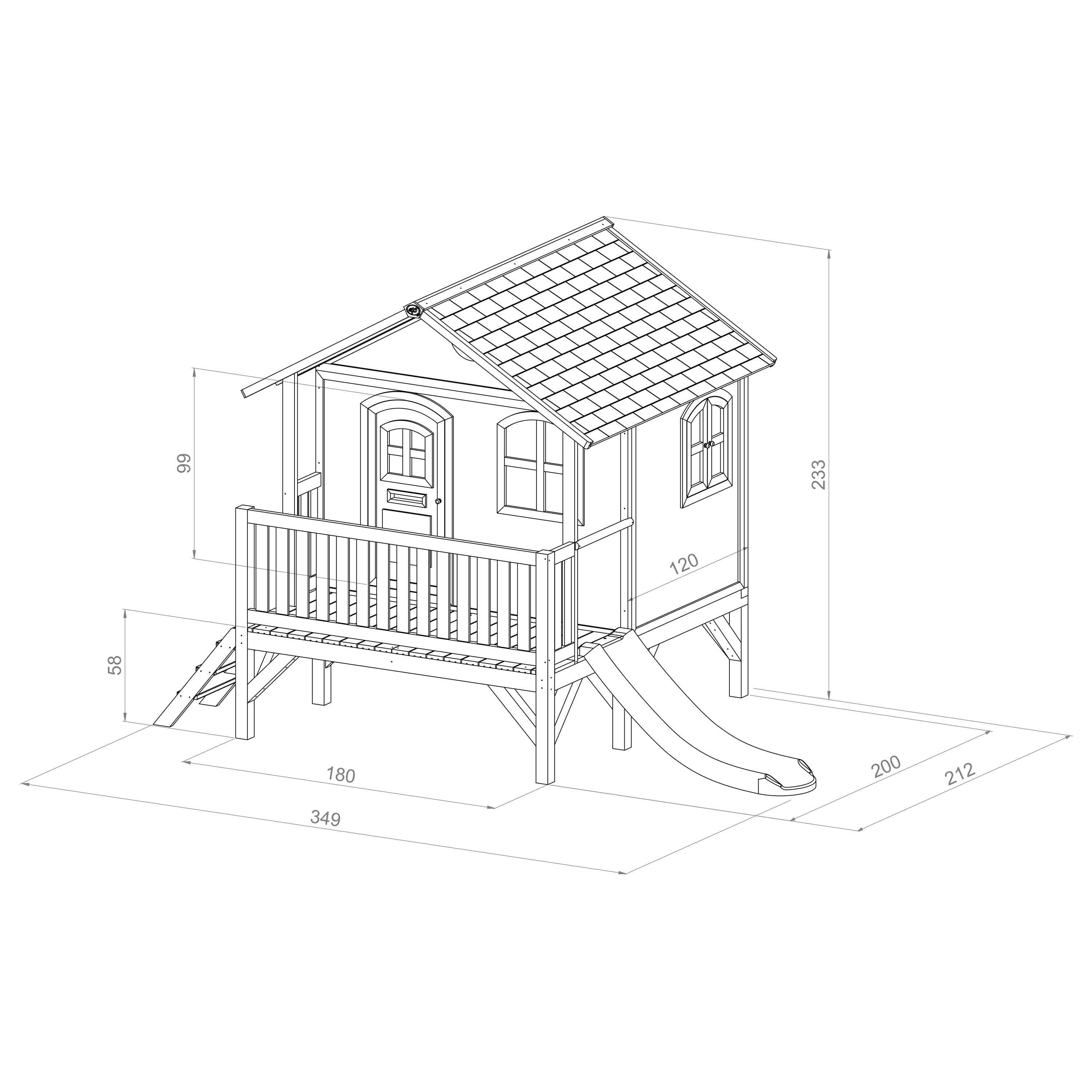 AXI Stef Playhouse Brown/White - Blue Slide