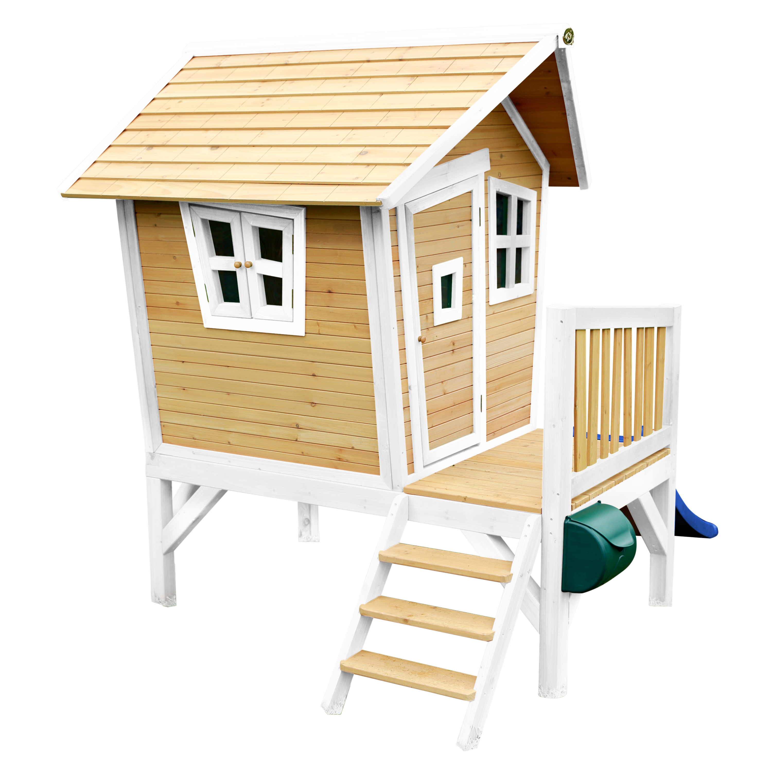 AXI Robin Playhouse Brown/White - Blue Slide