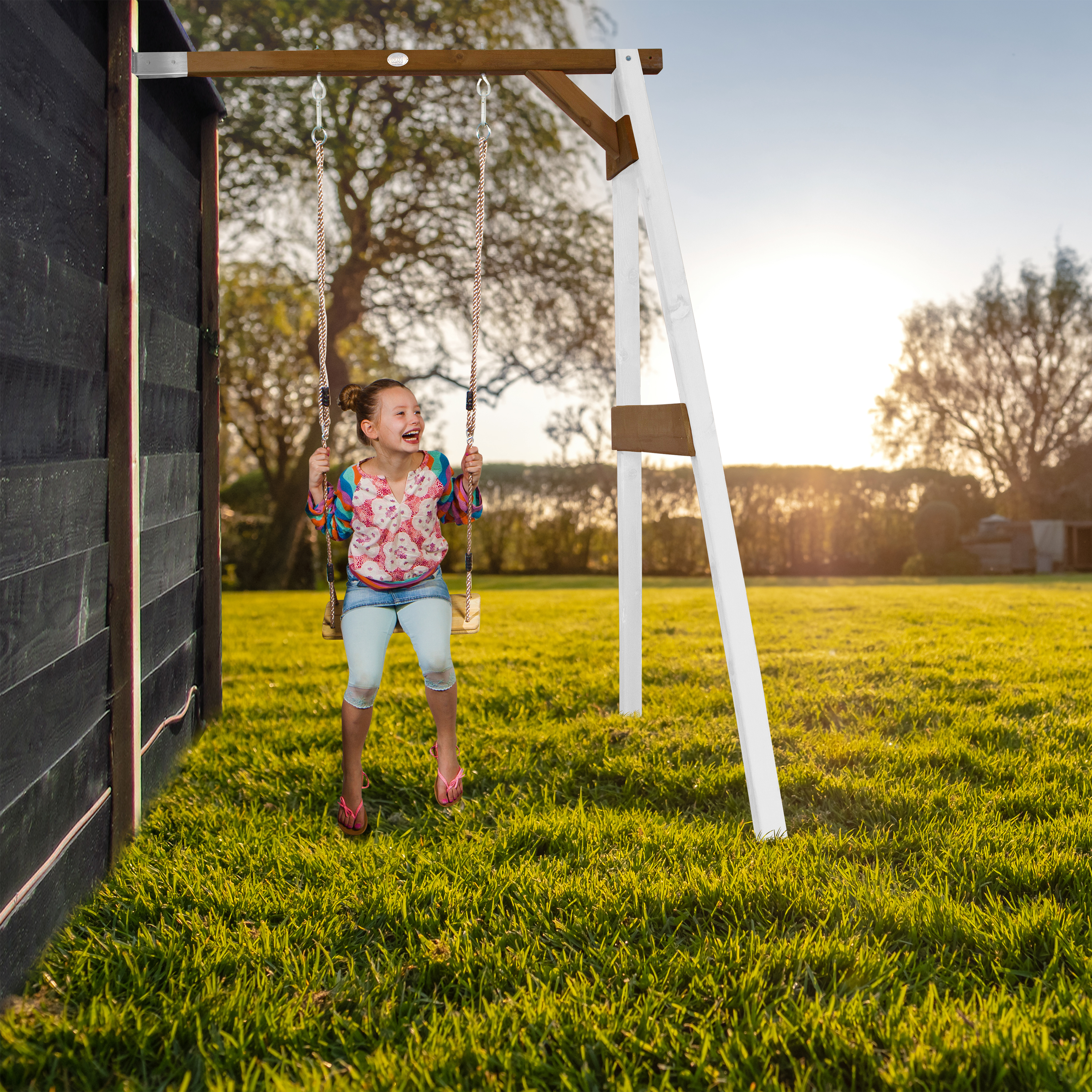 AXI Attachable Single Swing Set - White/Brown