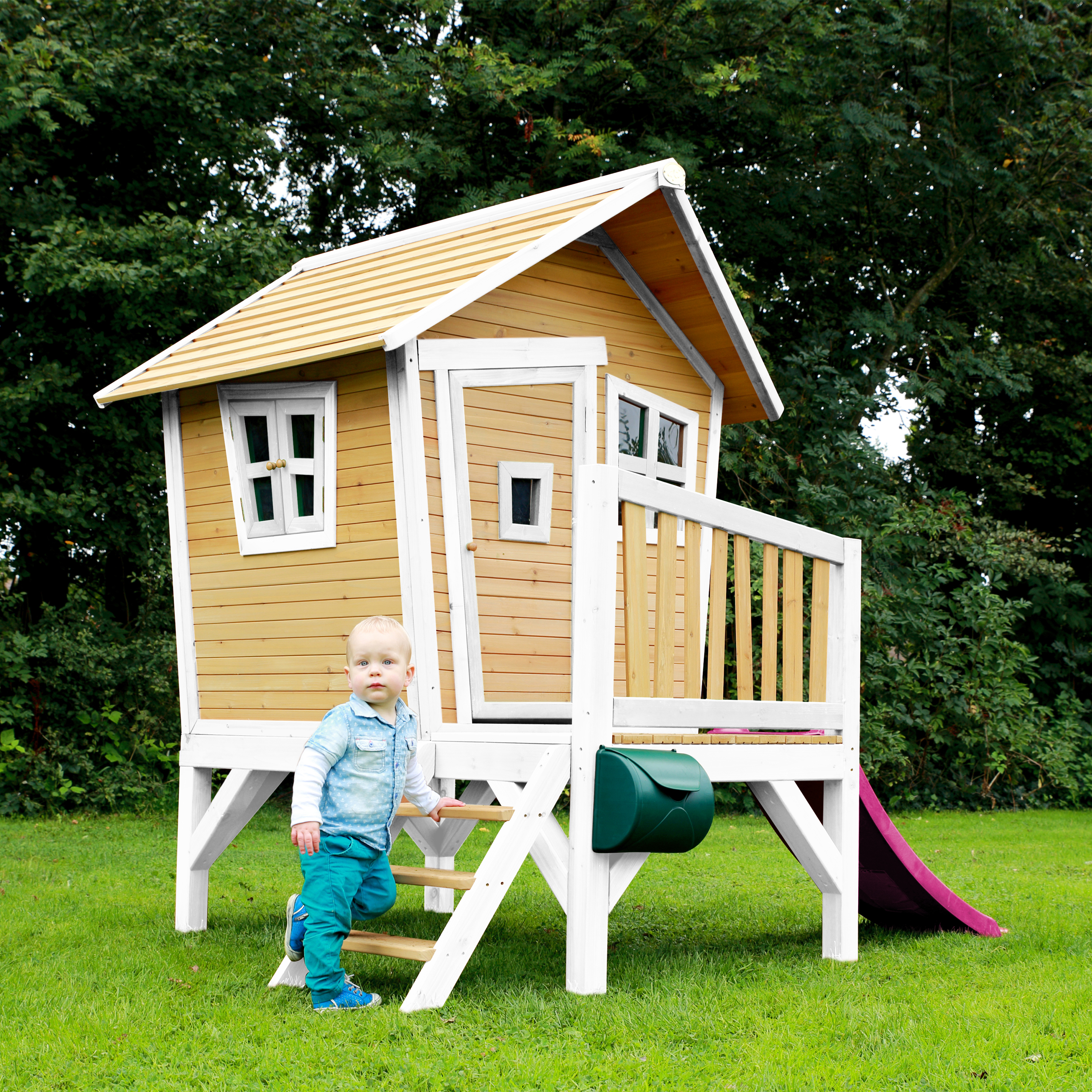AXI Robin Playhouse Brown/White - Purple Slide