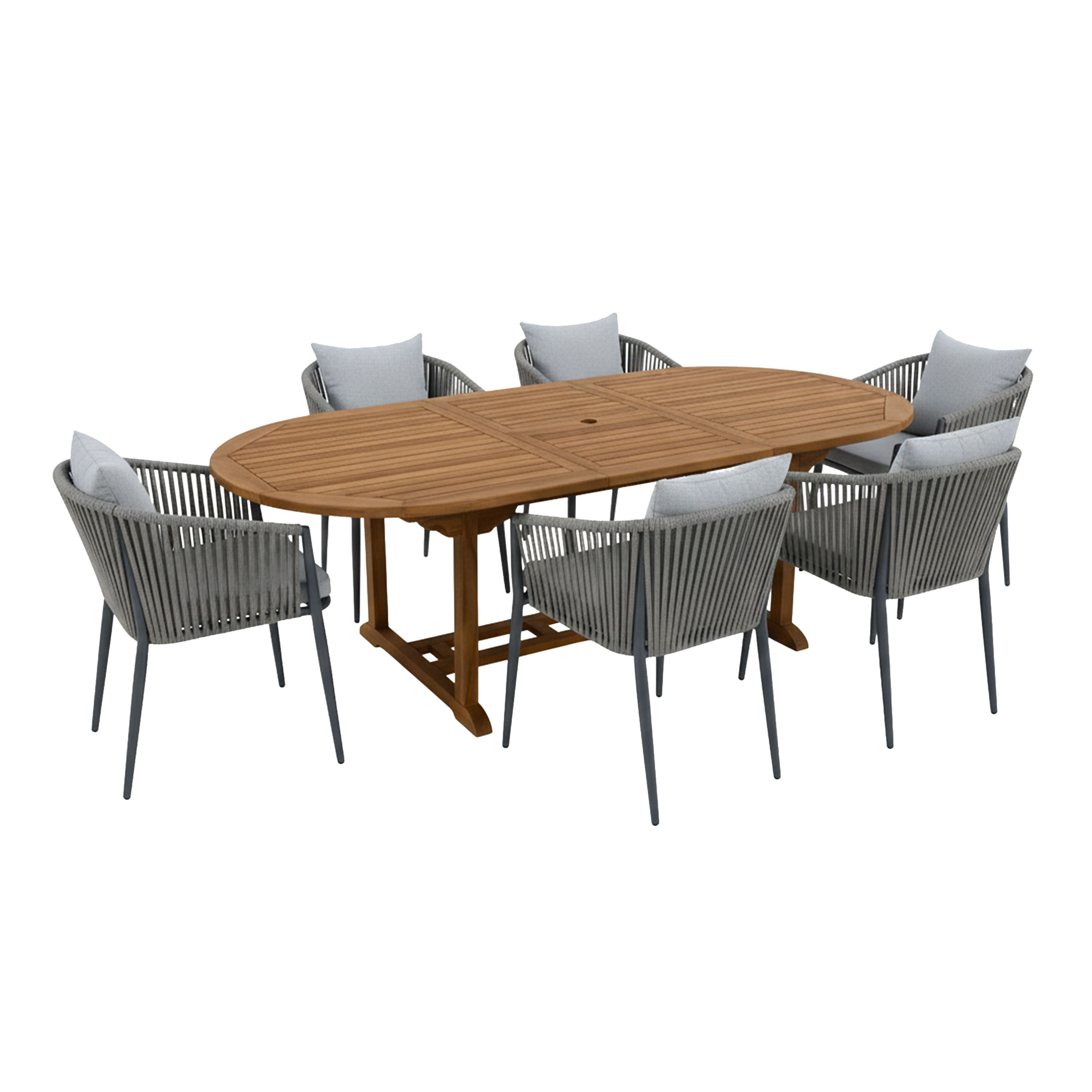 AXI Marzi/Faye 180-240 cm Dining Garden Set 7-piece Teak/Anthracite - Extendable