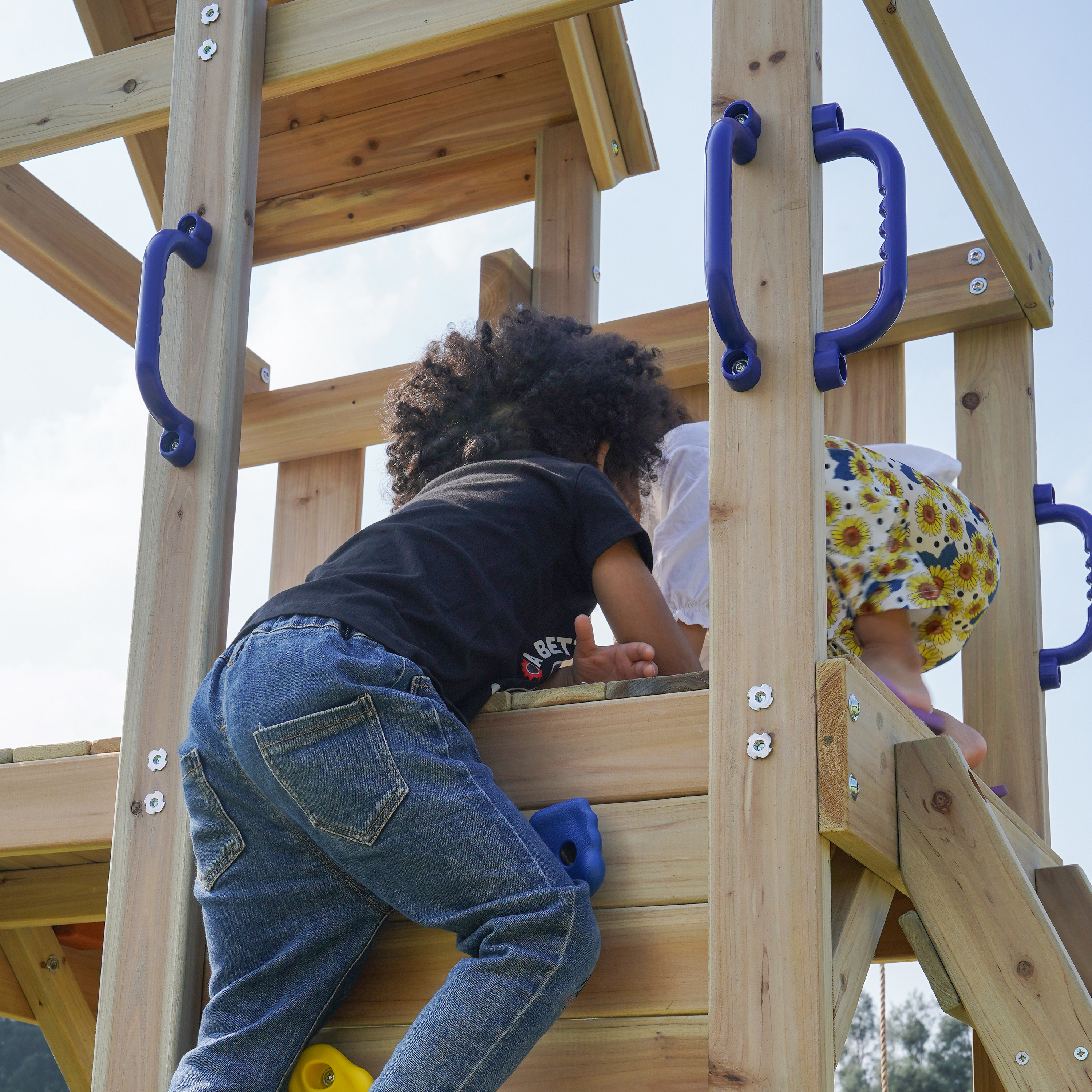 AXI Moos Climbing Frame with Double Swing Set - Grey Slide