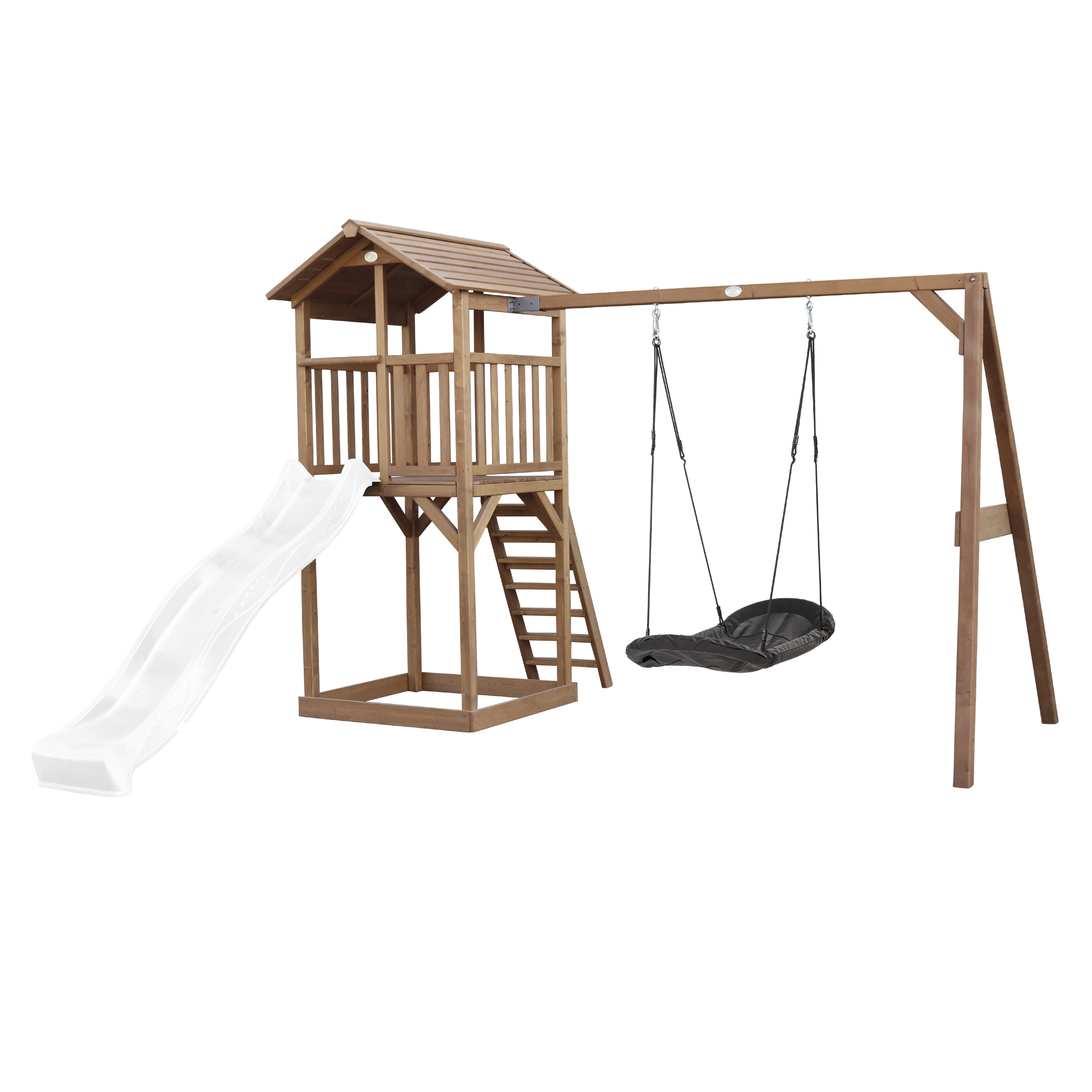 AXI Beach Tower with Roxy Nest Swing Set Brown - White Slide