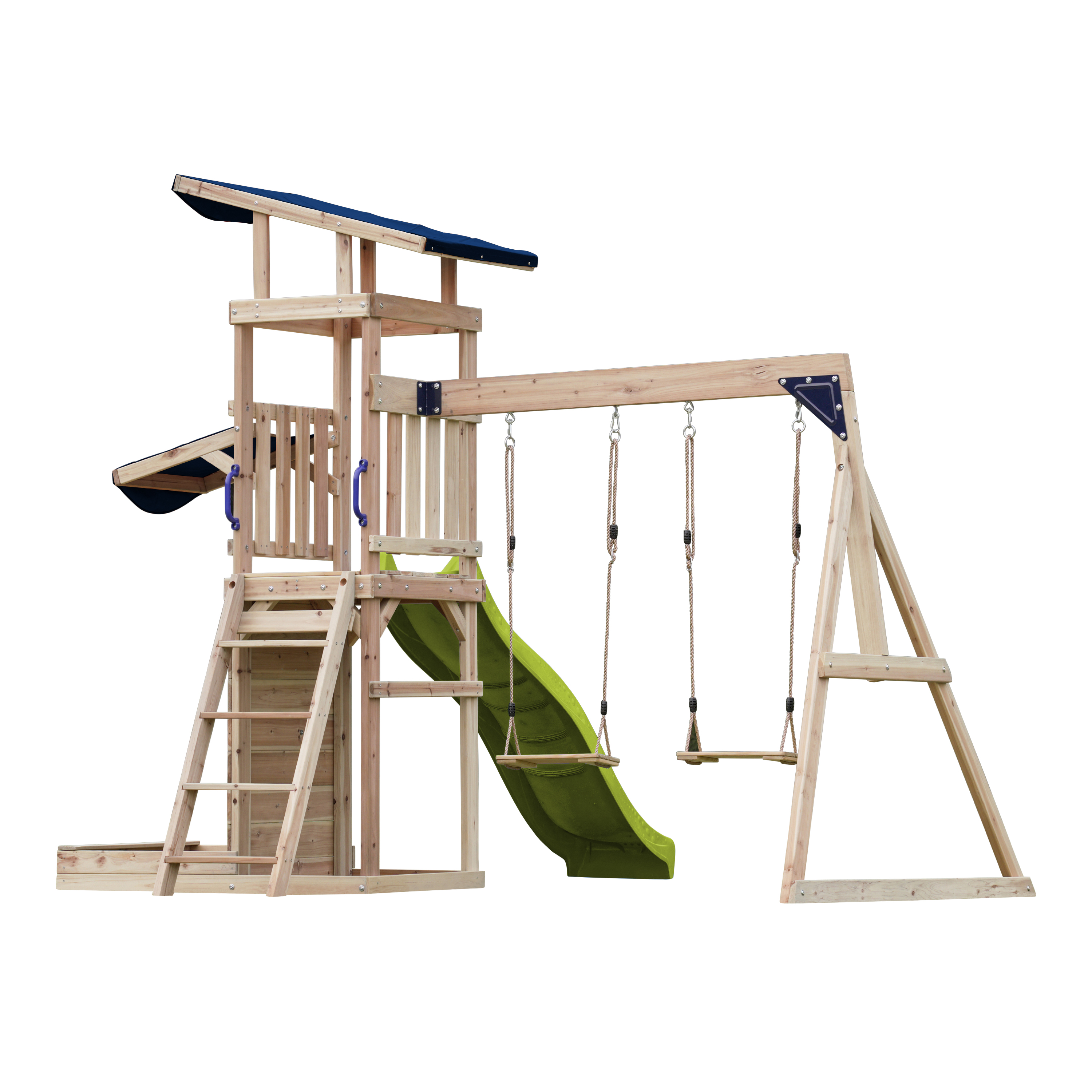 AXI Malik Climbing Frame with Double Swing Set - Lime Green Slide