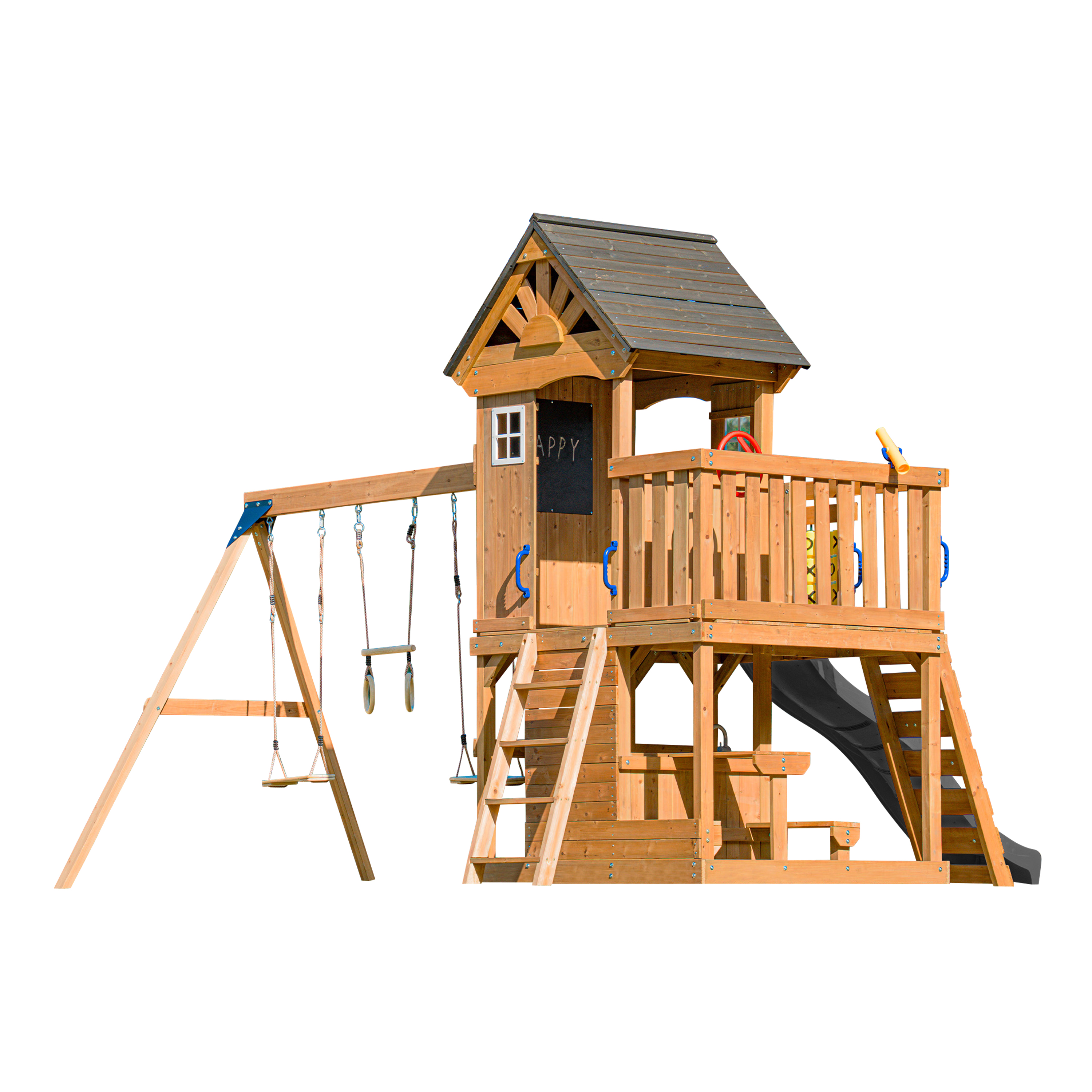 AXI Jack Climbing Frame with Double Swing and Trapeze – Grey Slide