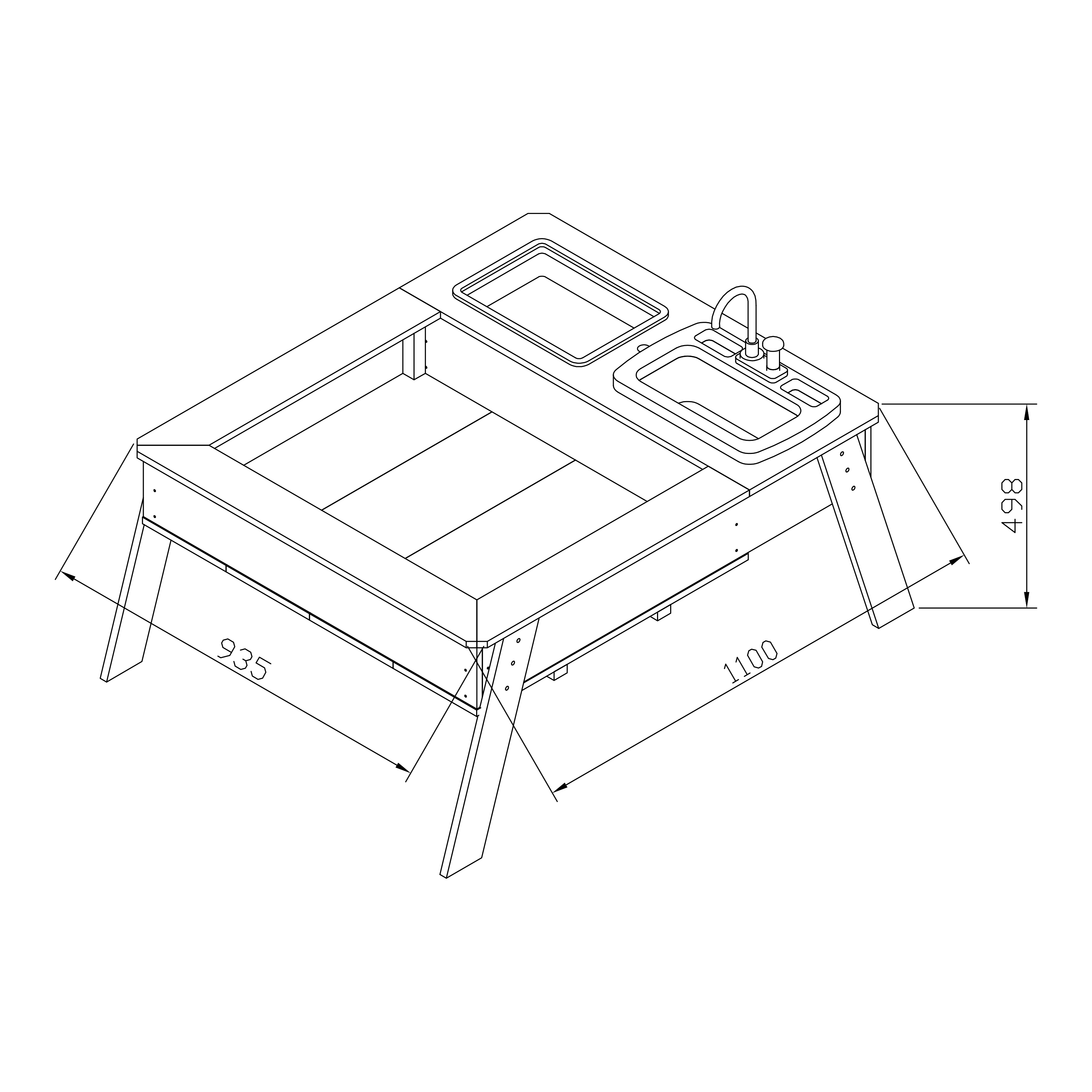 AXI Linda Sand & Water Table with Play Kitchen Sink Brown/White - Umbrella Blue/White