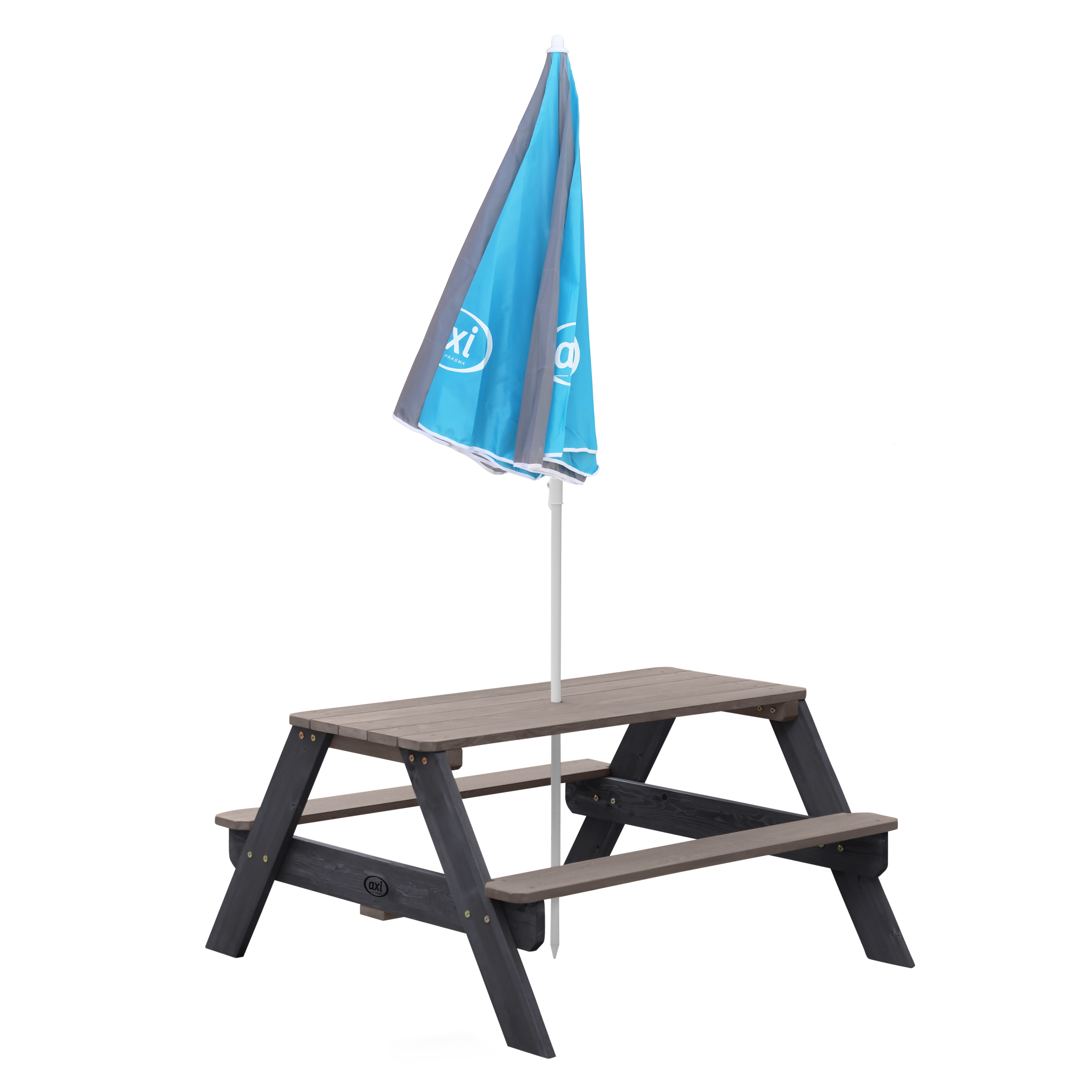 AXI Nick Picnic Table Anthracite/Grey - Umbrella Blue/Grey