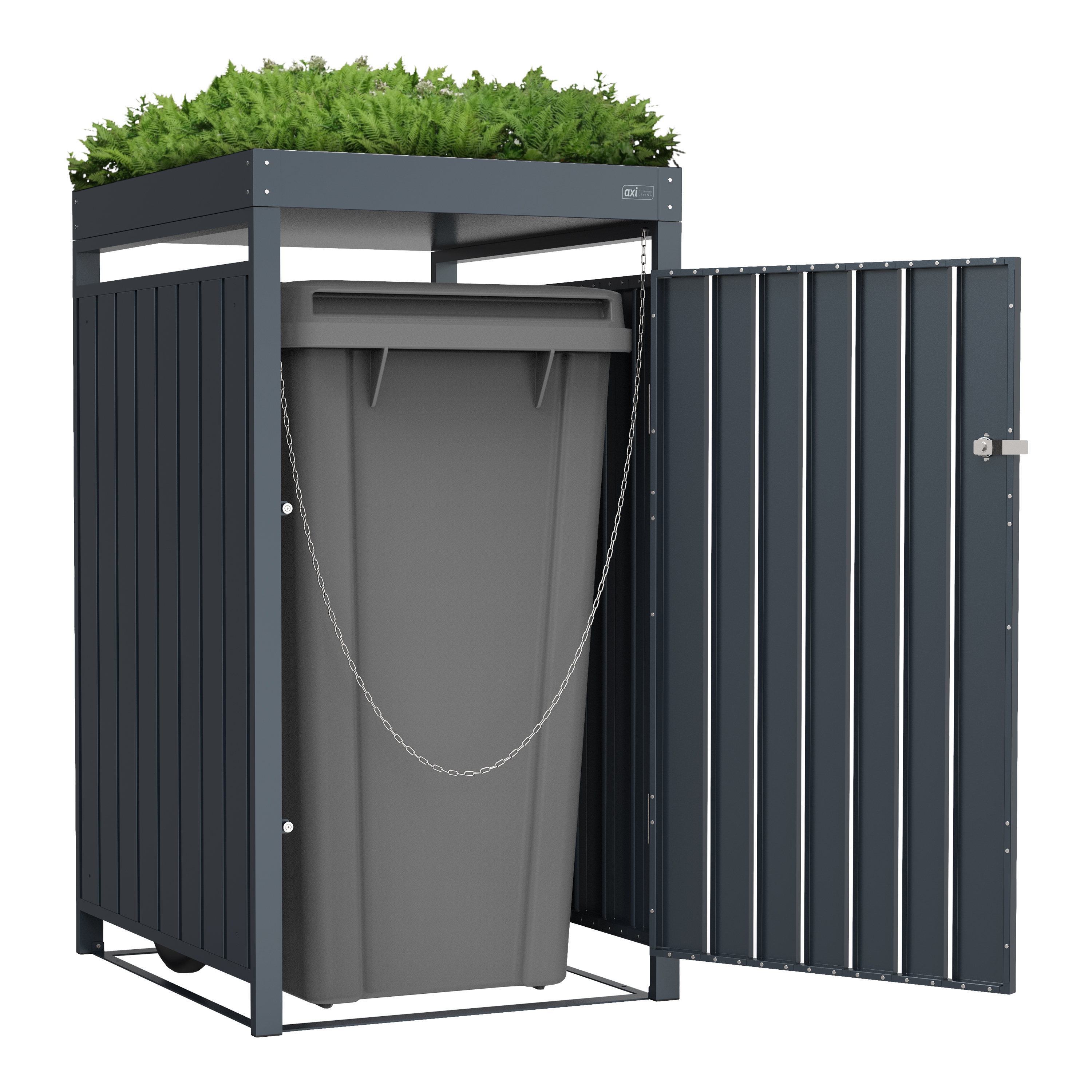 AXI Leon Bin Storage with Louis Parcel Postbox Anthracite – 1 Garbage Bin