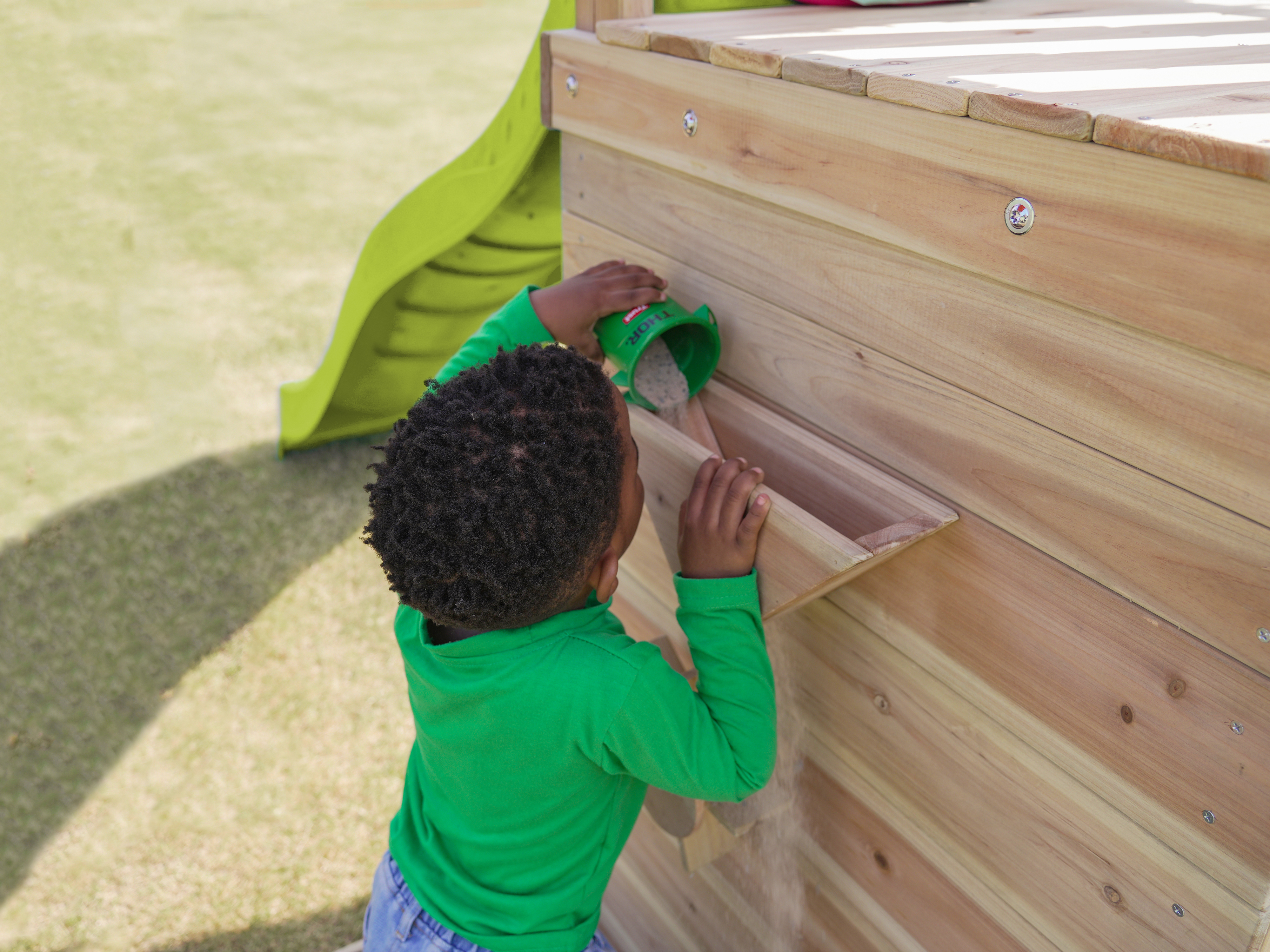 AXI Malik Climbing Frame with Double Swing Set - Lime Green Slide