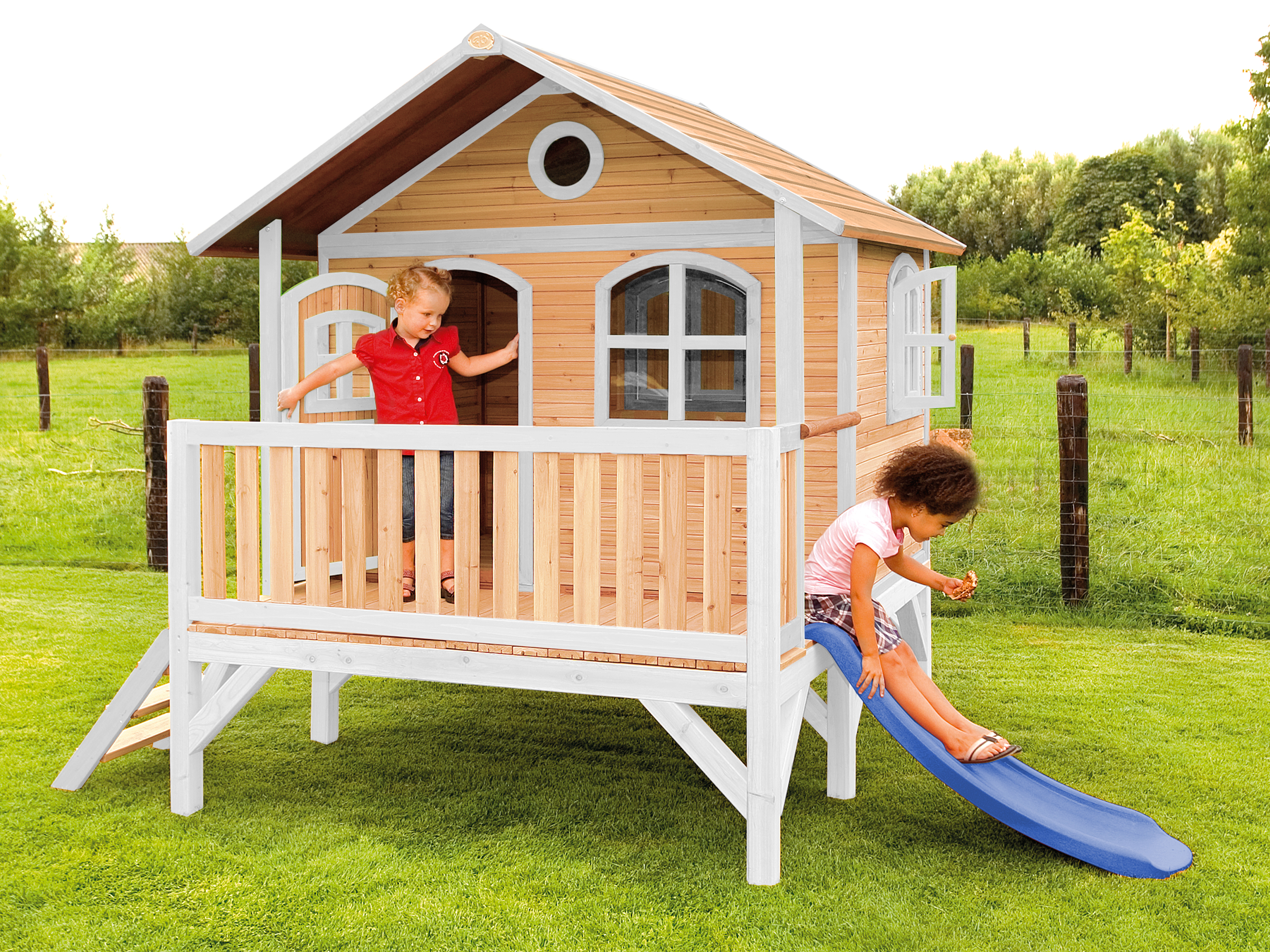 AXI Stef Playhouse Brown/White - Blue Slide