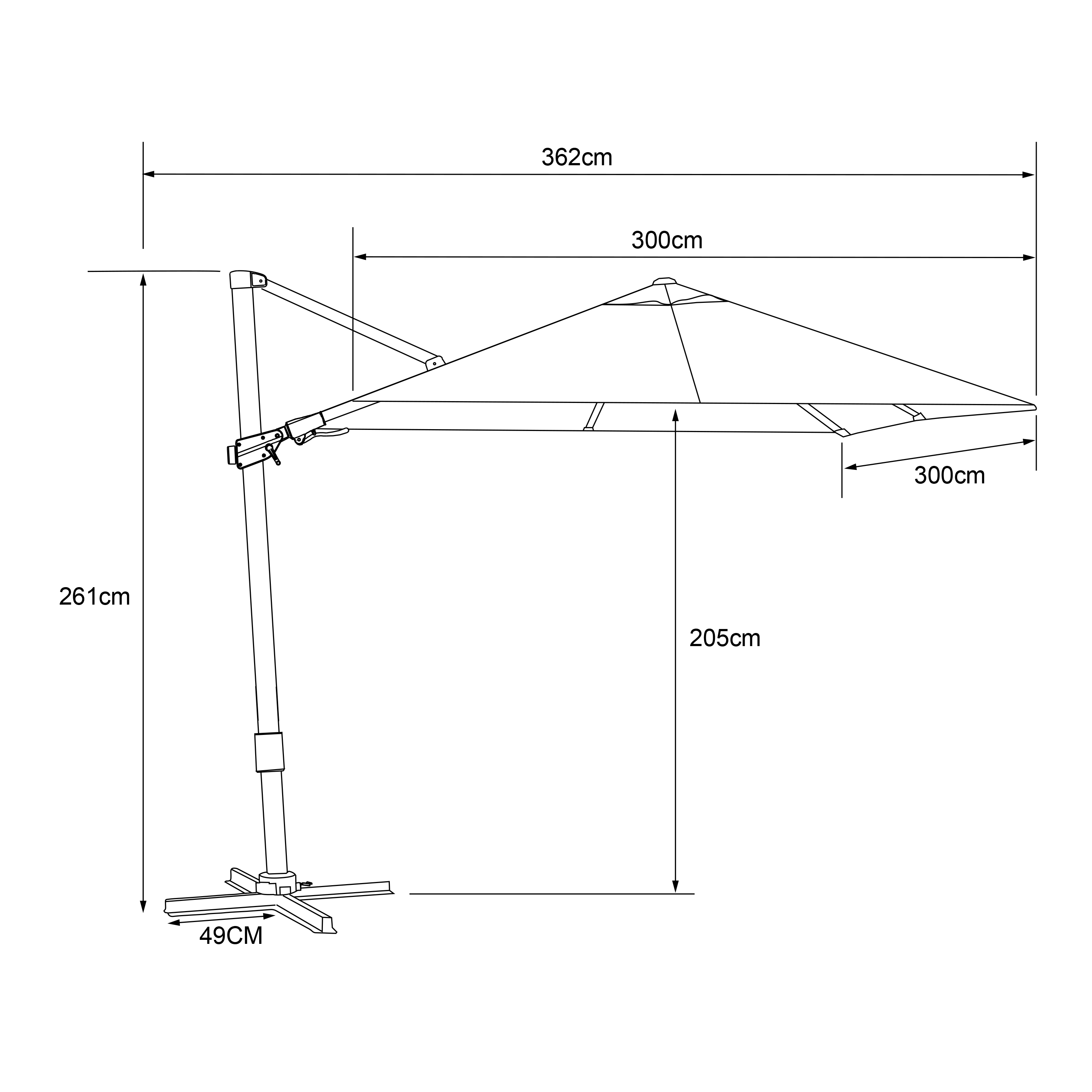AXI Apollo Premium Cantilever Parasol 300x300cm - Wood-look/Grey