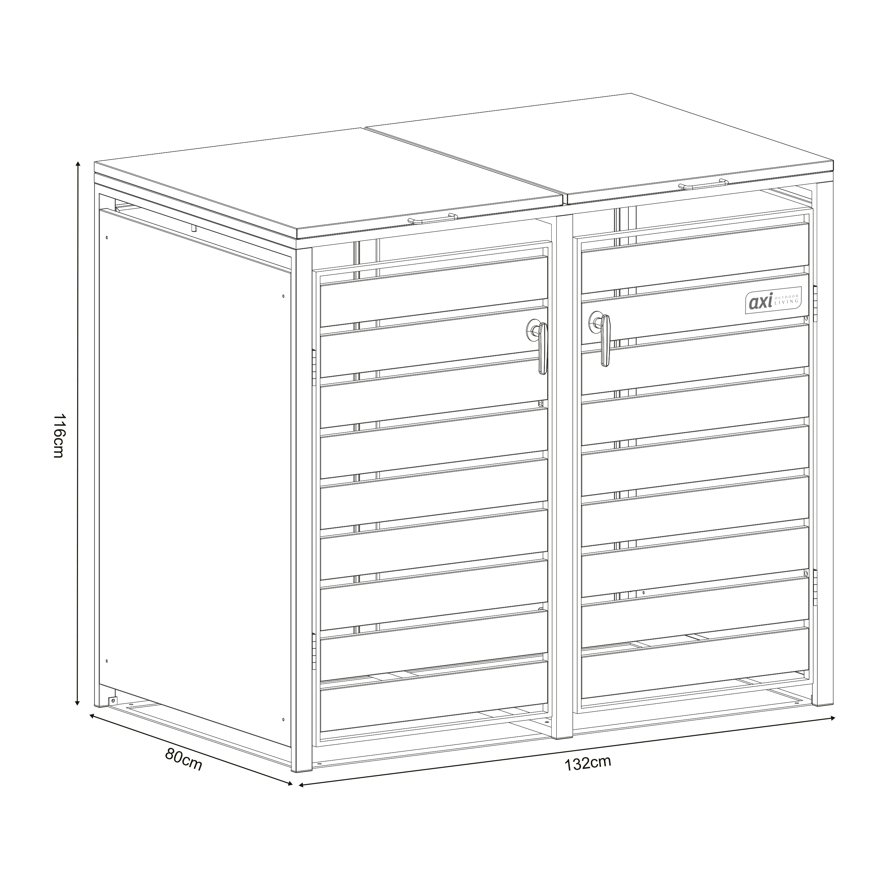 AXI Lucas Metal Garbage Bin Shed Anthracite/Wood look - 2 Garbage Bins