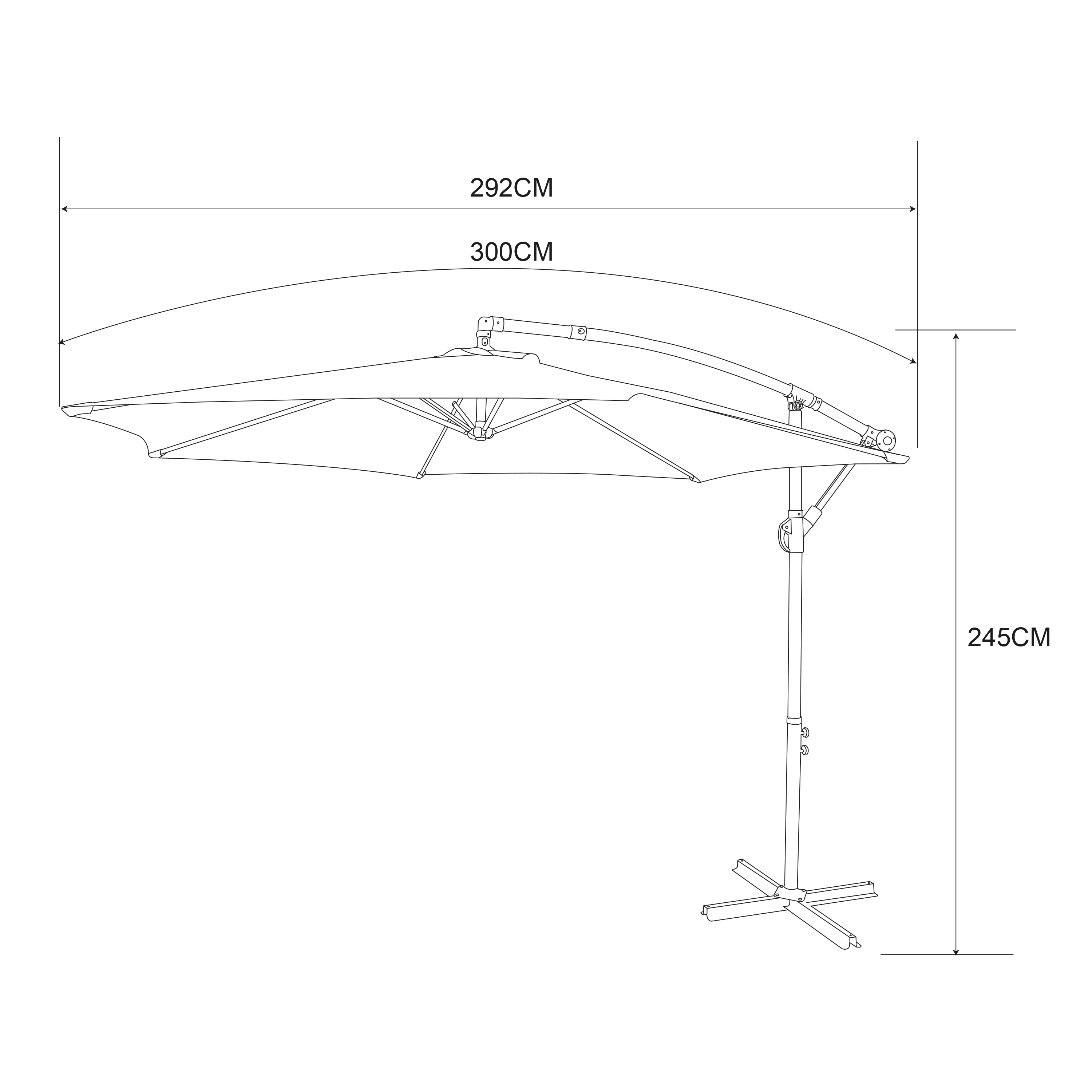 AXI Dion Cantilever Parasol Ø 300cm Oak-look/Terracotta