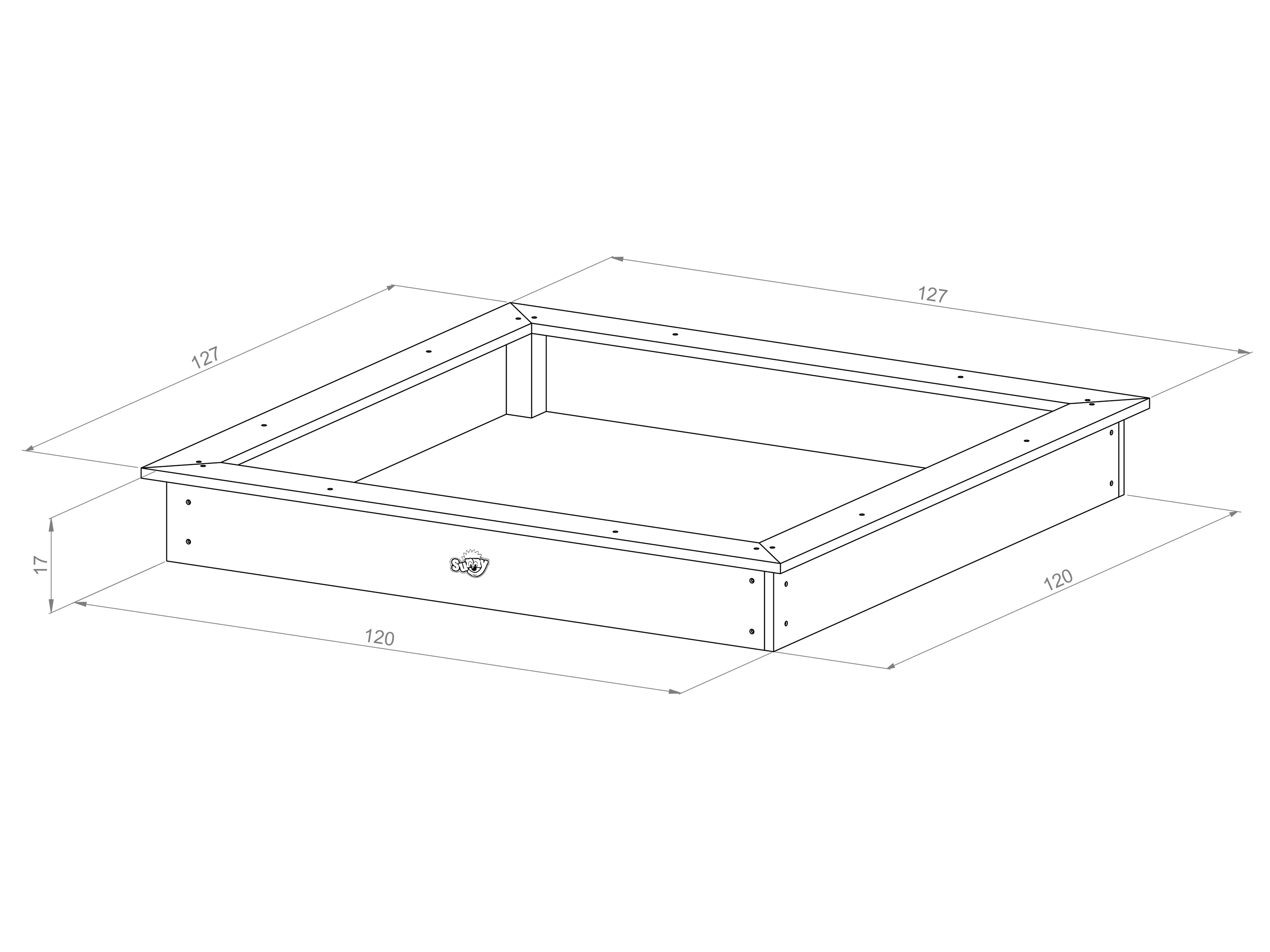 Sunny Sandy Sandbox with Race Track - 127 x 127 cm - Black/White
