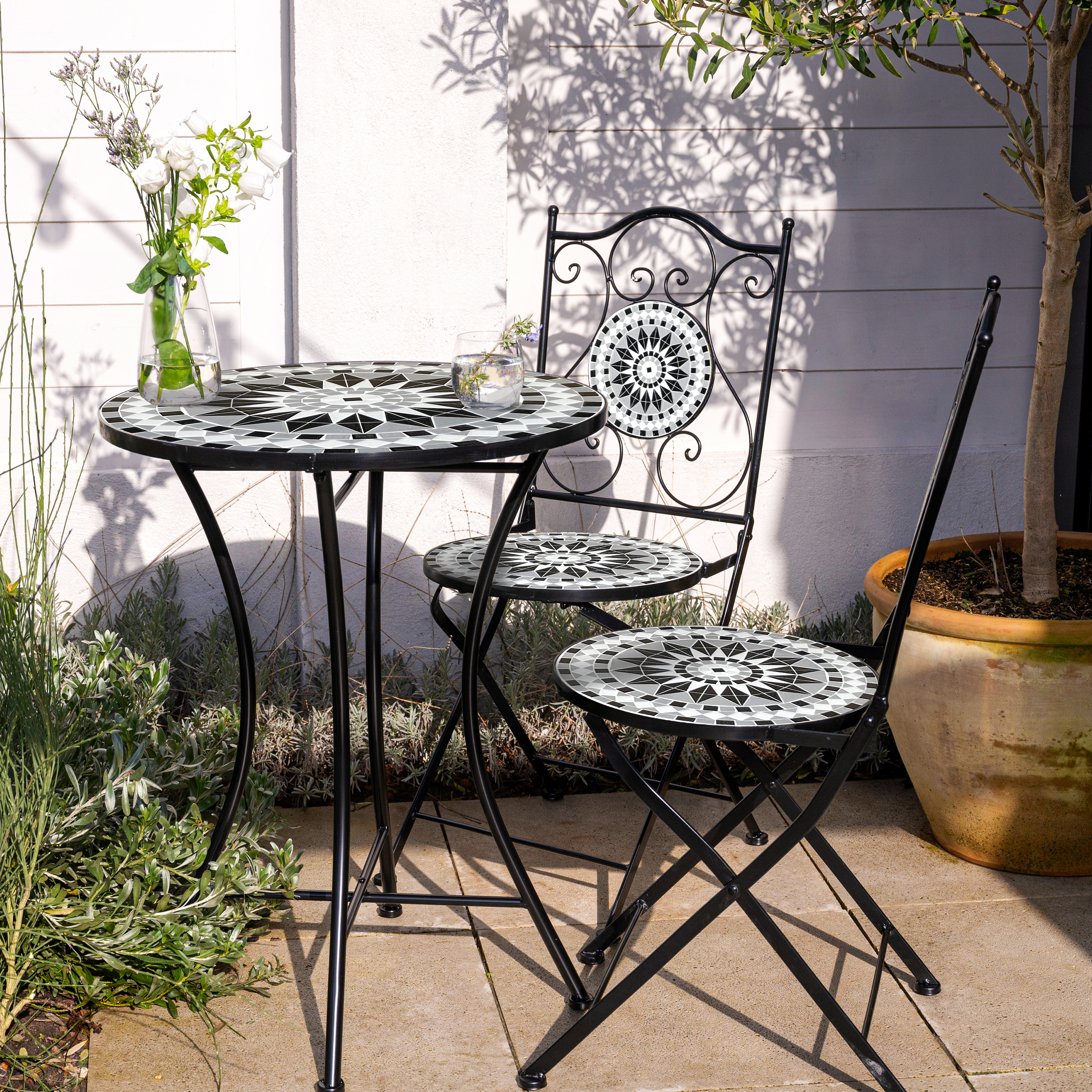 AXI Amélie Bistro Chairs Foldable Black/White – Set 2 pieces