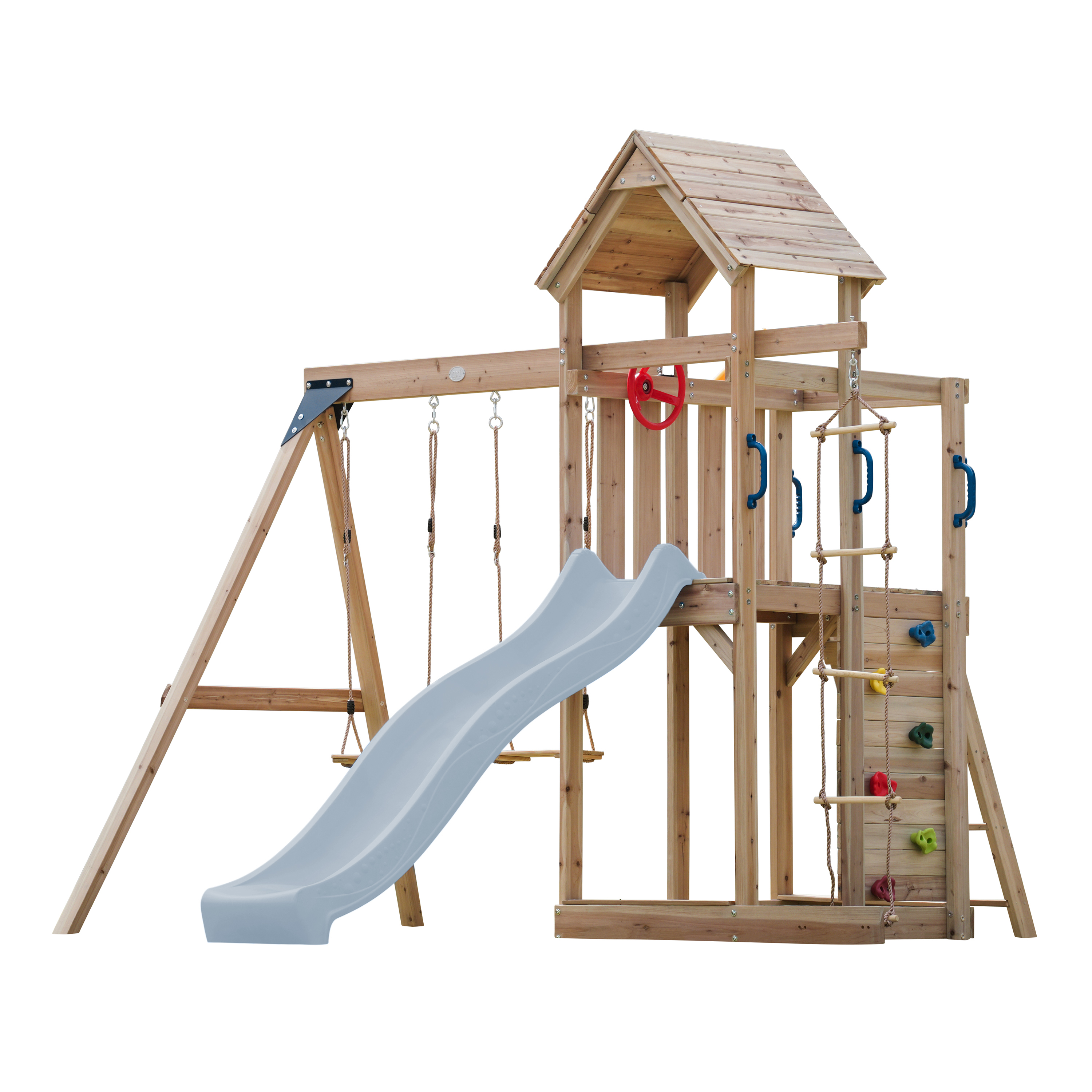 AXI Moos Climbing Frame with Double Swing Set - Pastel Blue Slide